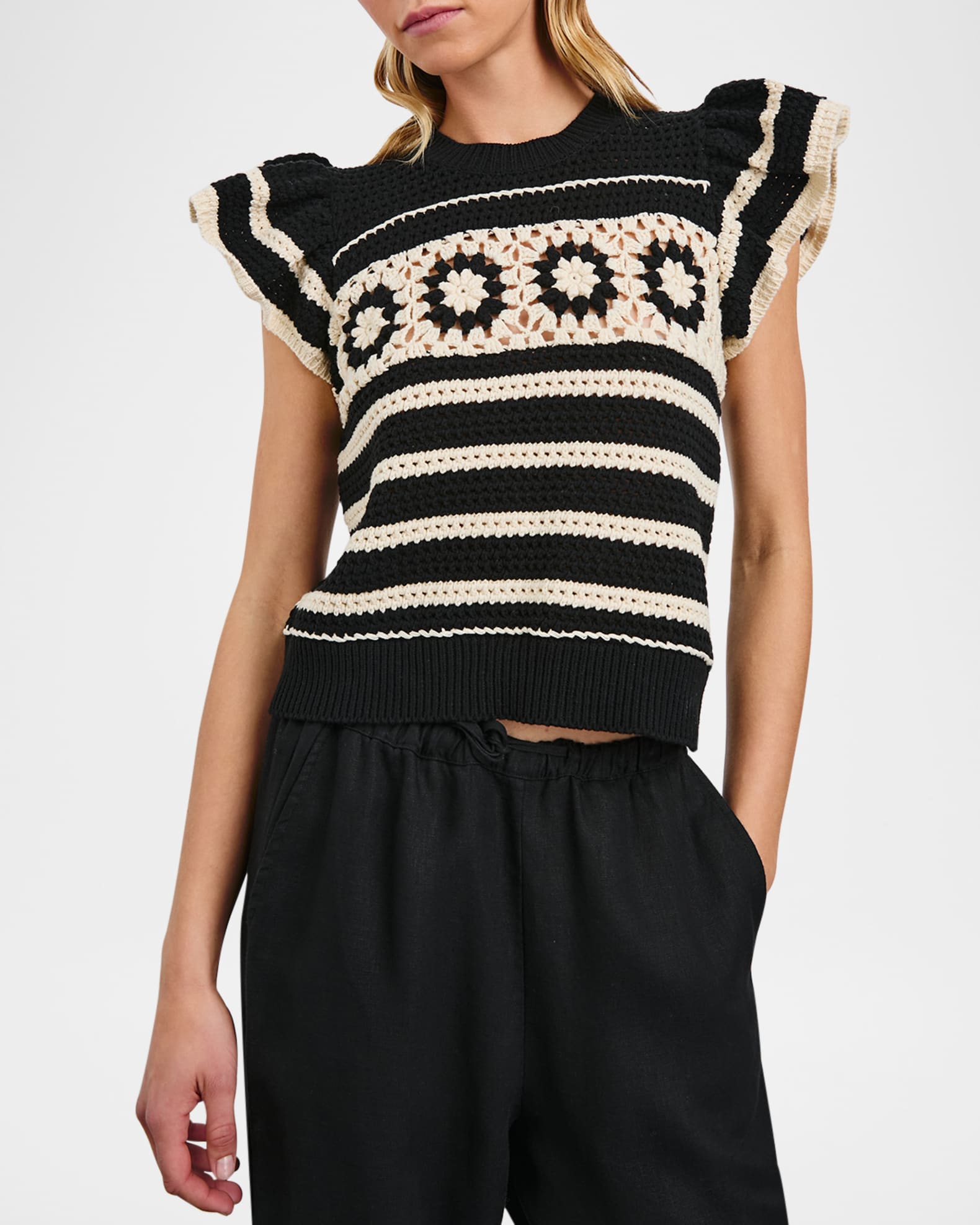 Penelope Crochet Stripe Top