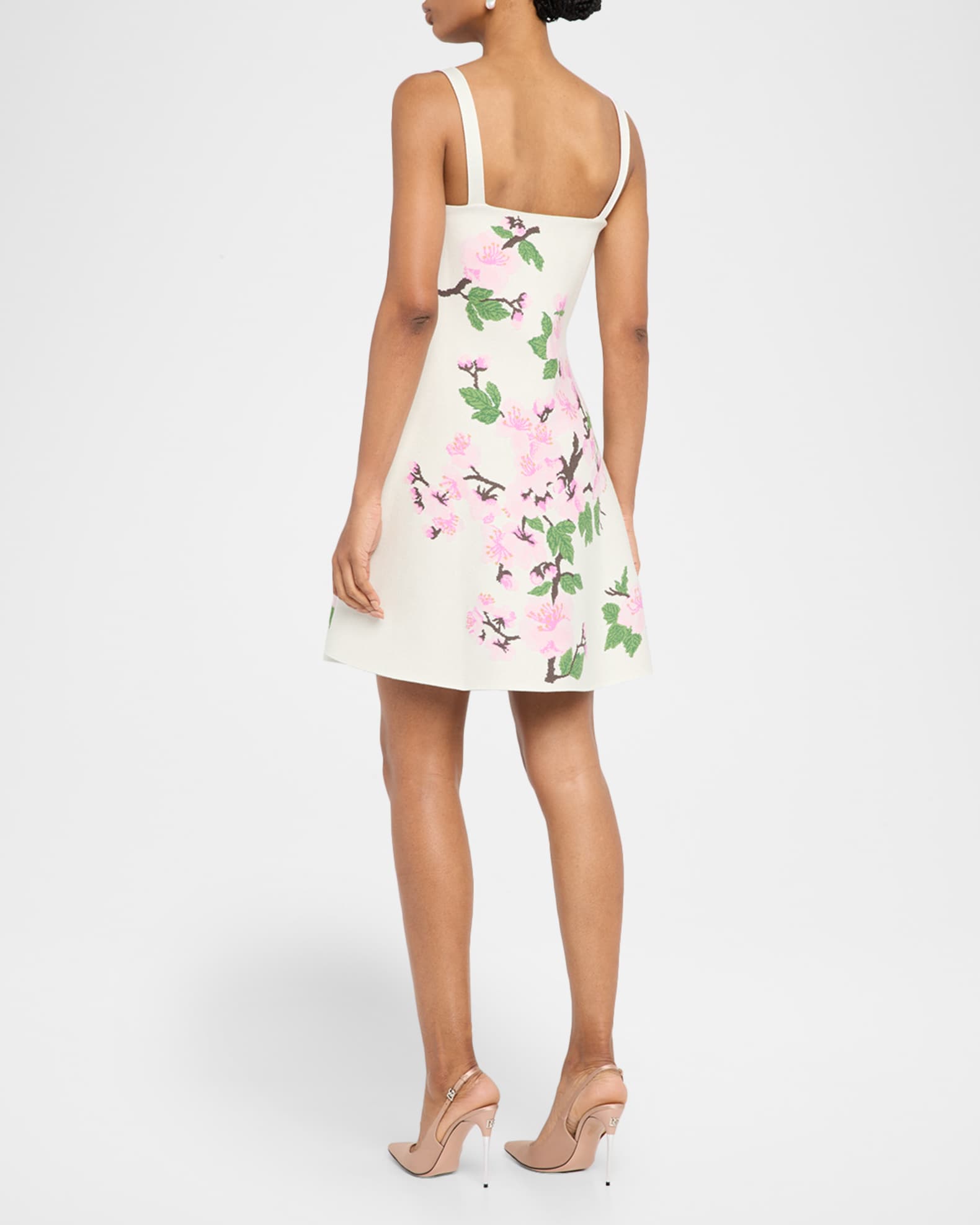 Cherry Blossom Knit Fit-And-Flare Mini Dress
