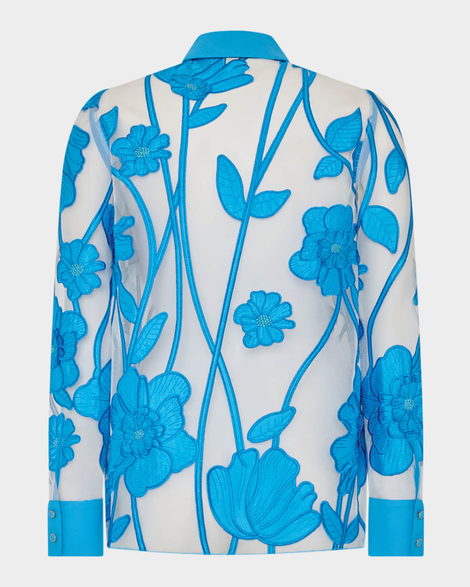 Milly Ashton Sheer Floral-Embroidered Top | Neiman Marcus