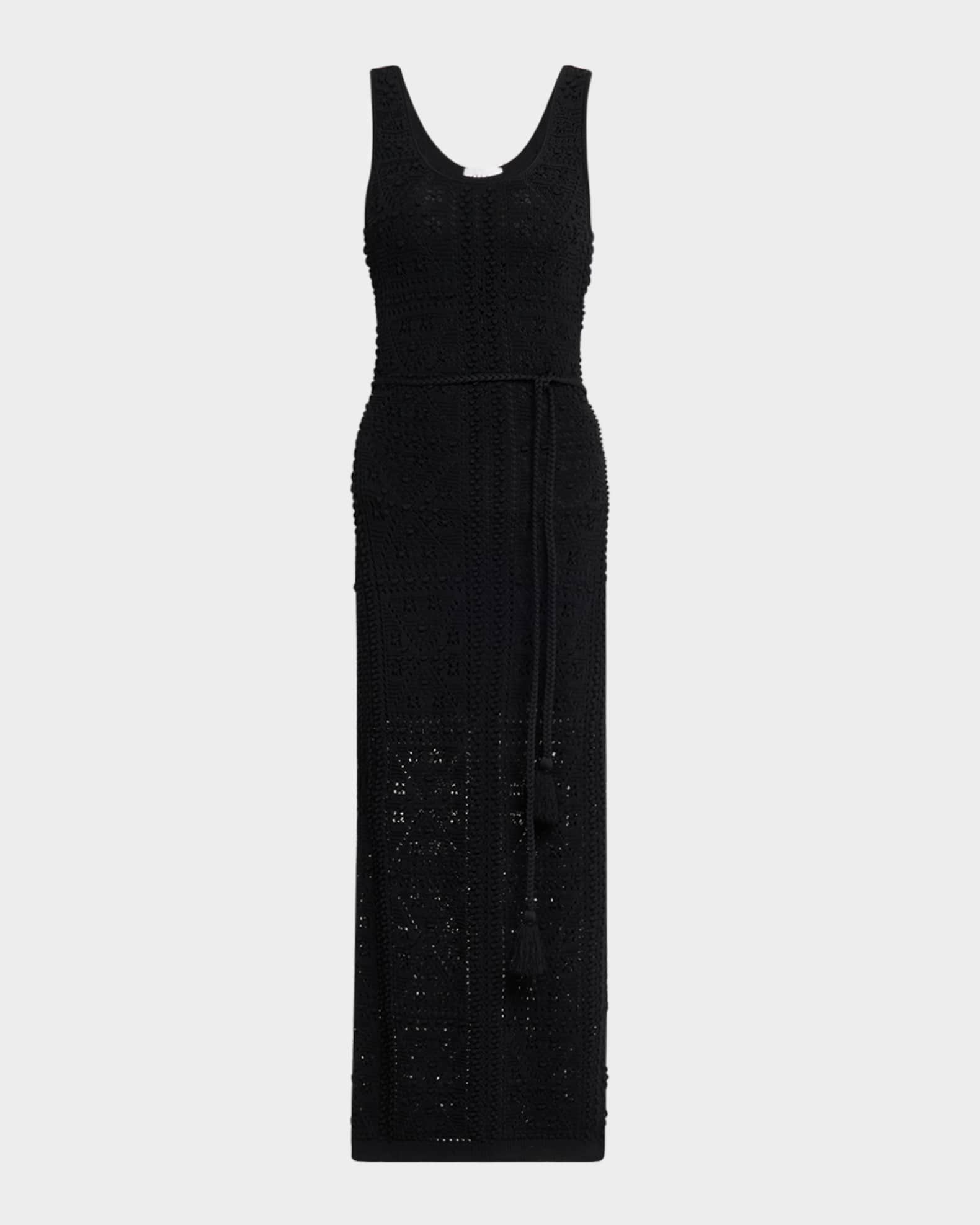Sleeveless Textured Pointelle Knit Midi Dress 0