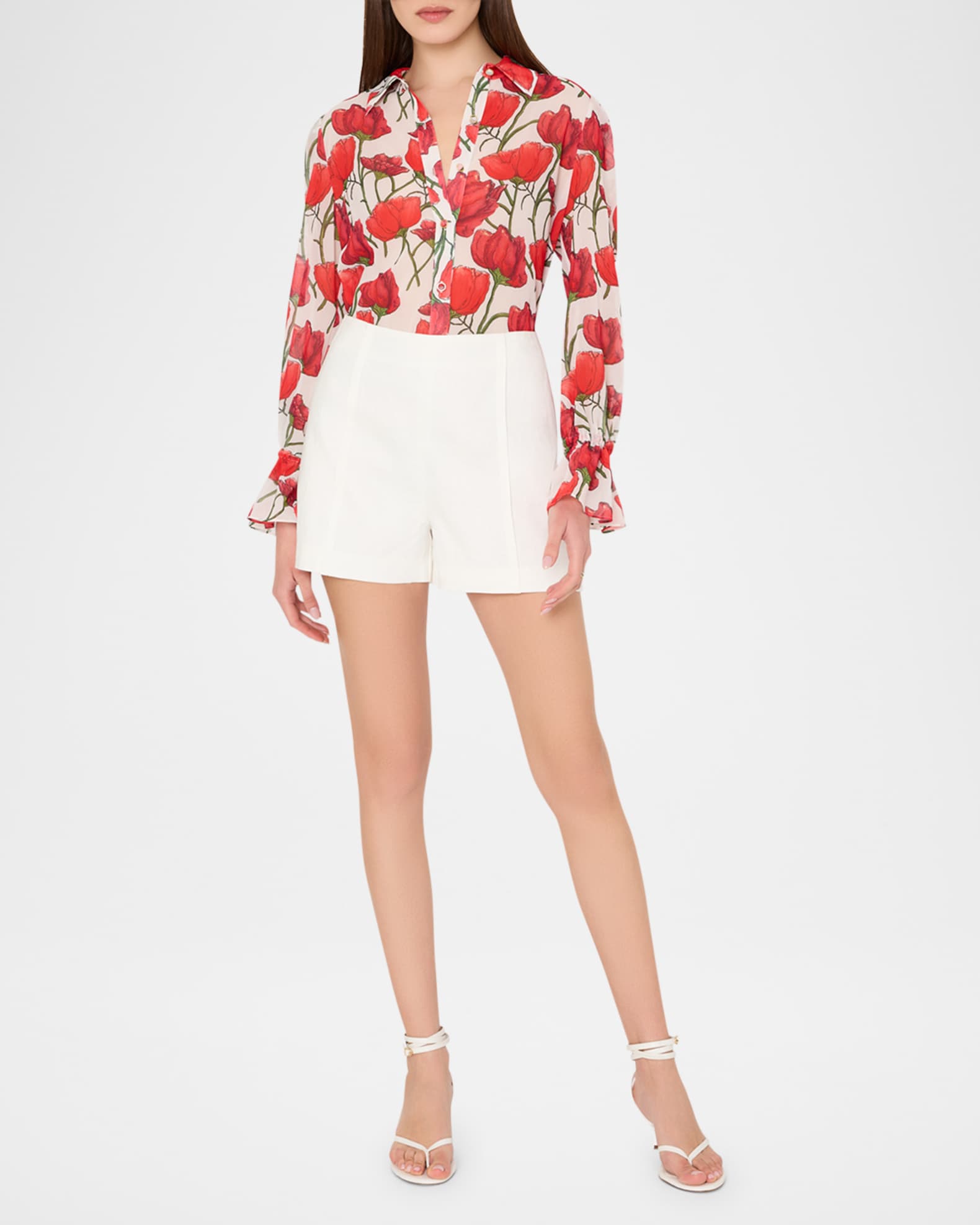 Lacey Peony Button-Front Blouse 1