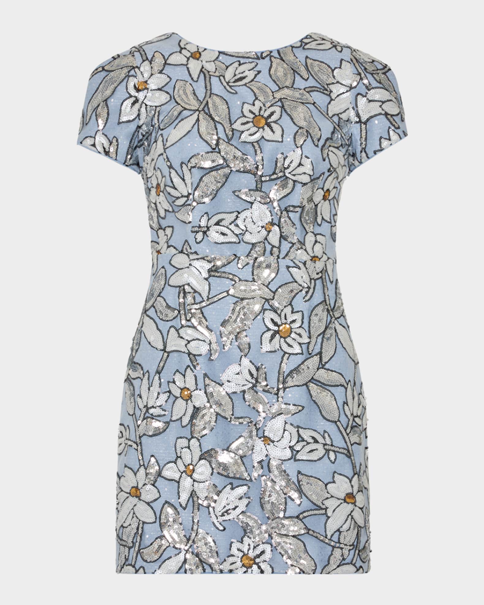 Rowen Floral Sequined Mini Dress 0