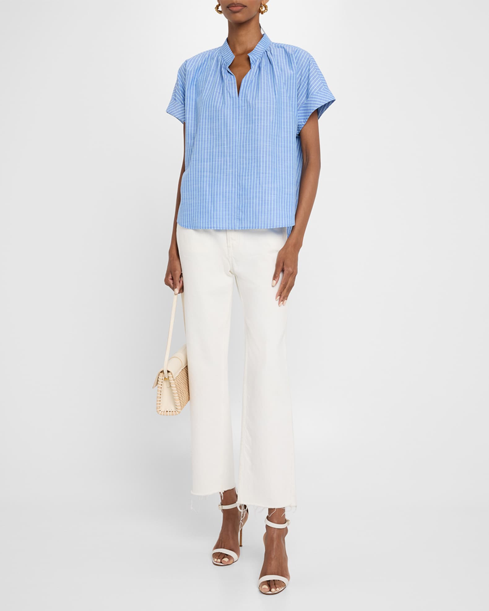 Jay Striped Cotton Chambray Top 1