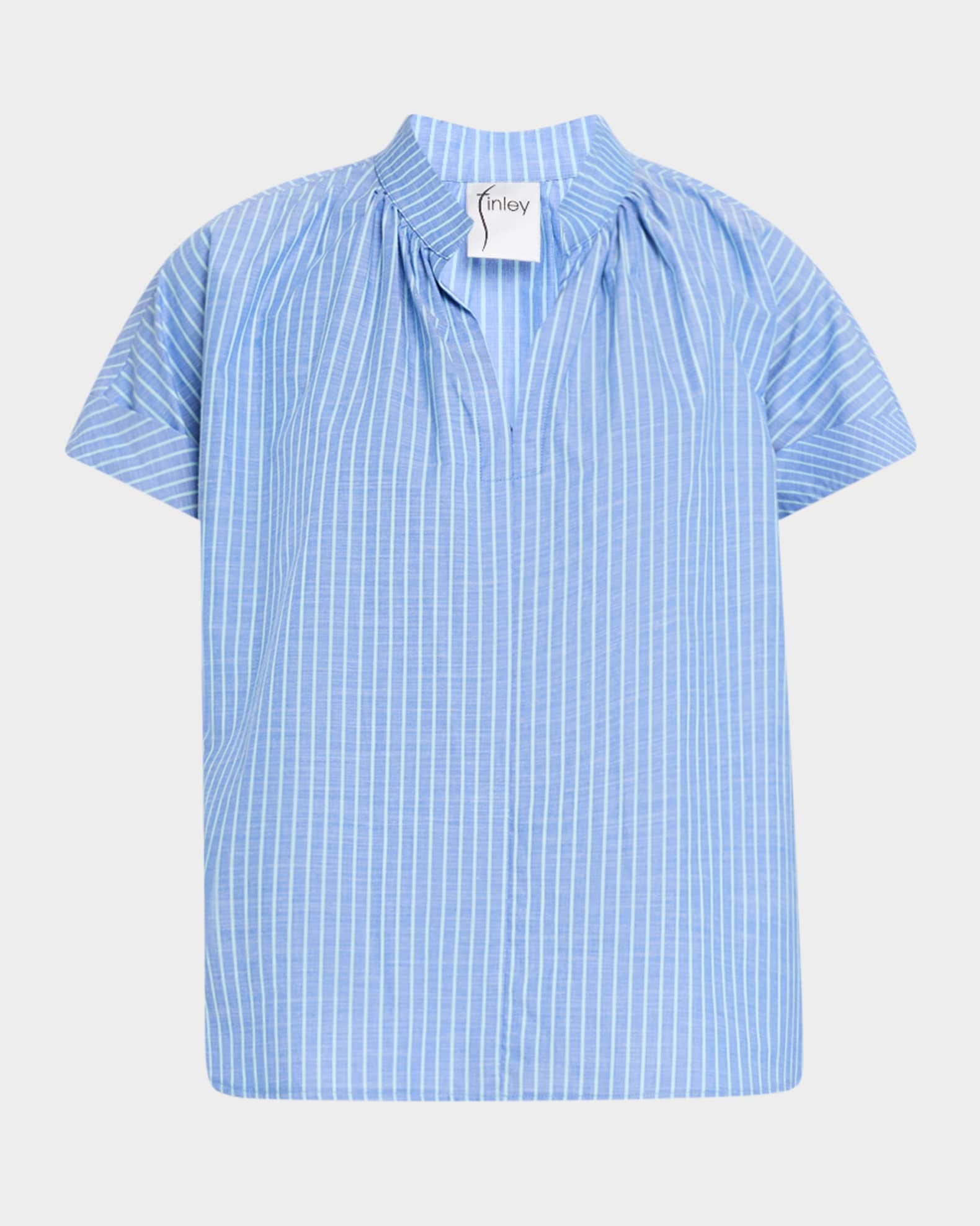 Jay Striped Cotton Chambray Top 0