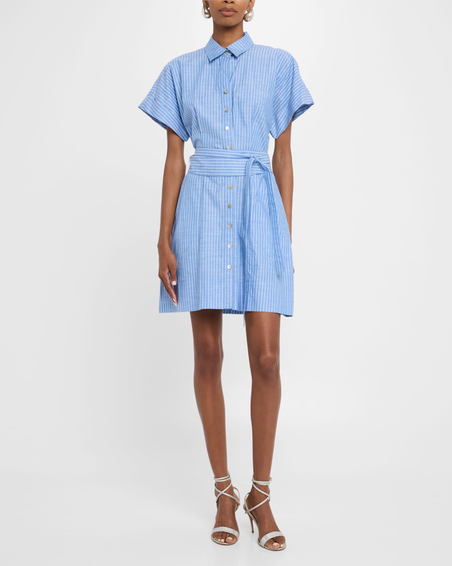 Marlow Striped Cotton Chambray Shirtdress 1