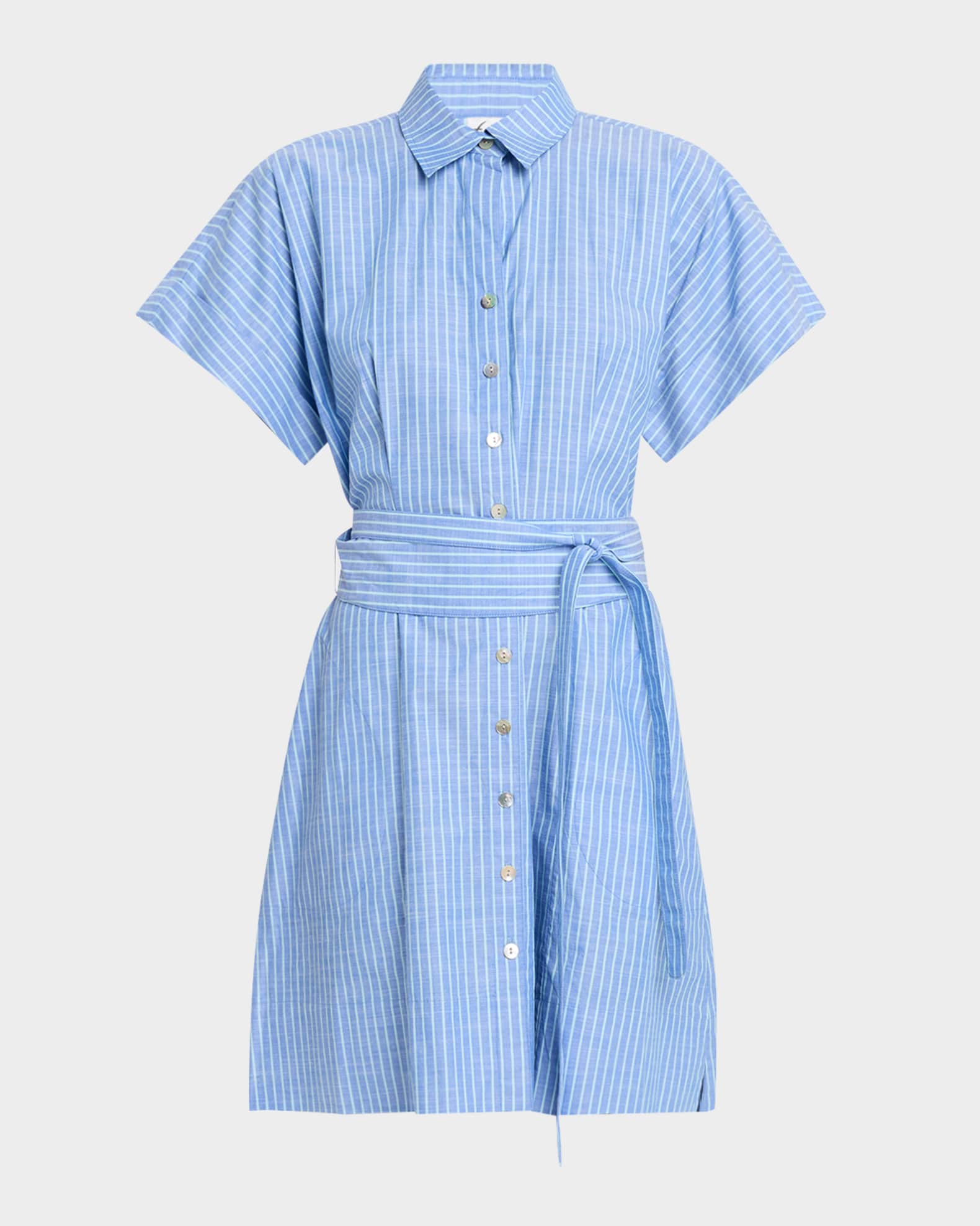 Marlow Striped Cotton Chambray Shirtdress 0
