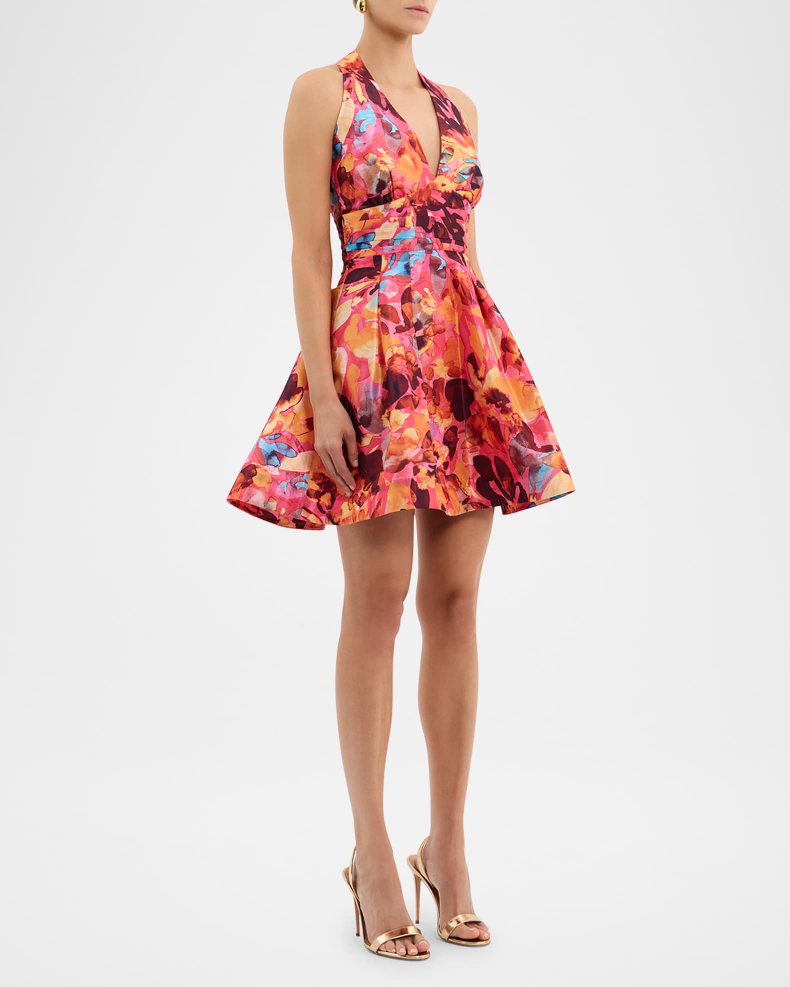 REBECCA VALLANCE Gardenia Pleated Fit-&-Flare Mini Dress