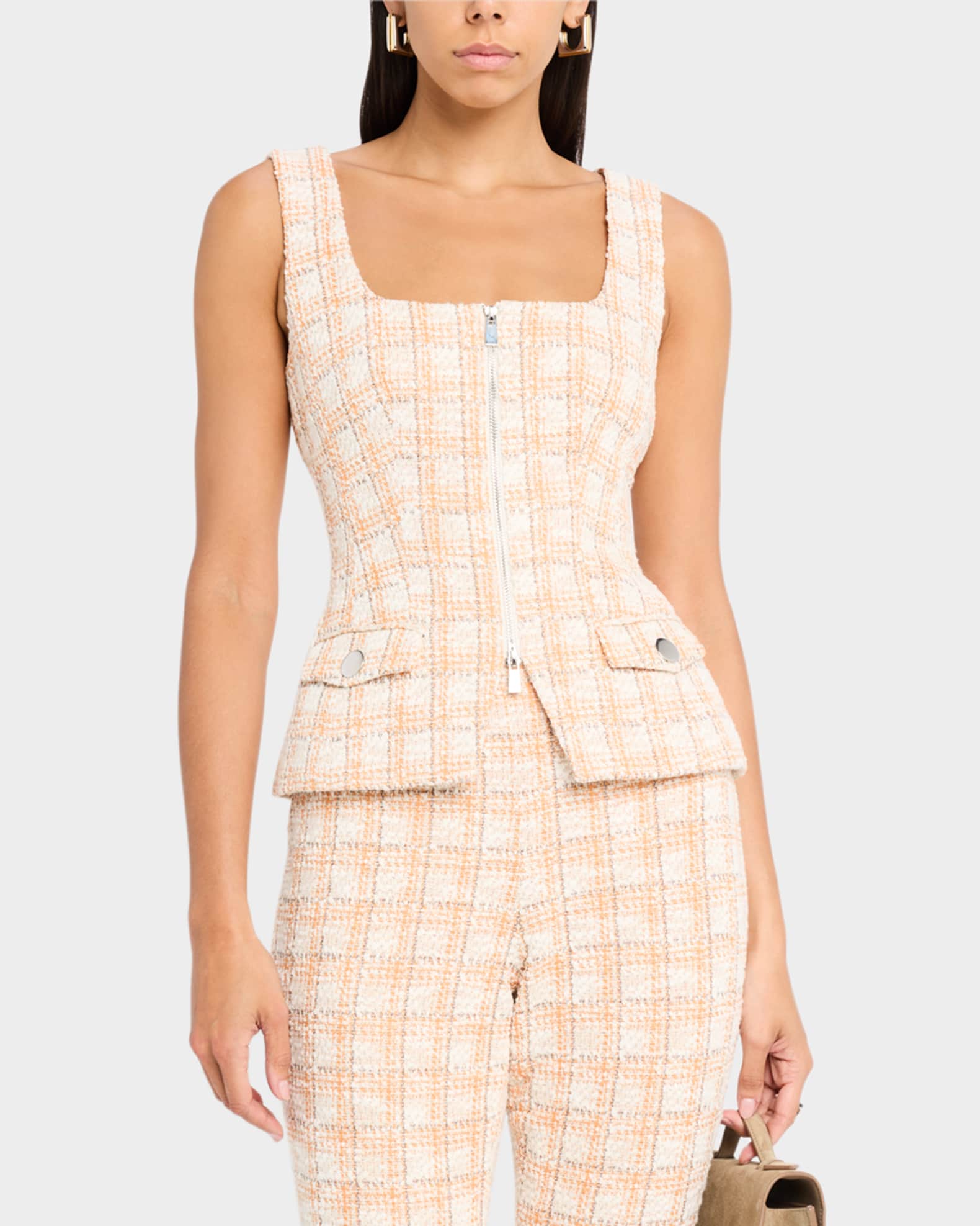 Toccin Alicia Zip-Front Tweed Vest | Neiman Marcus