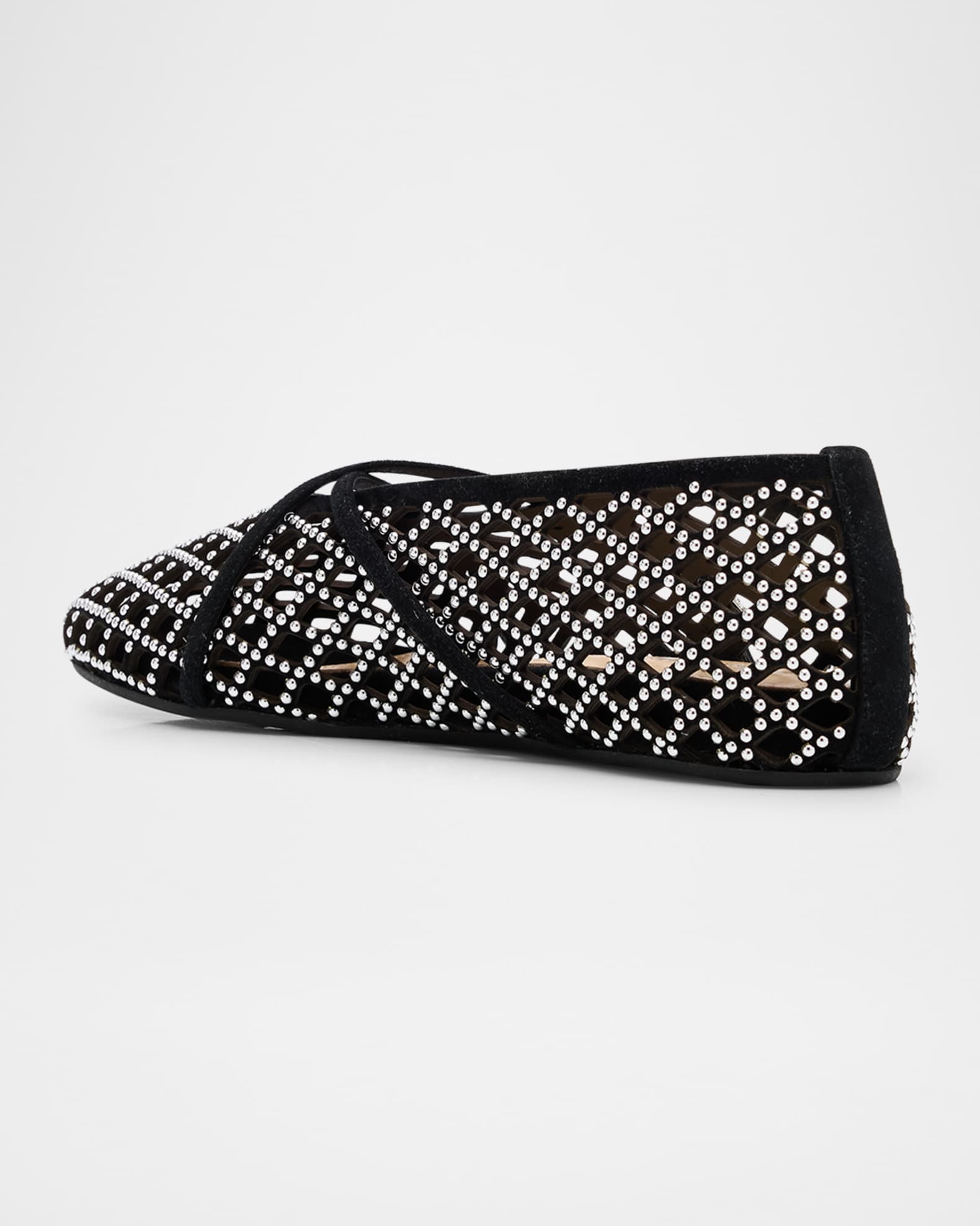 MACH & MACH Sparkle Mesh Net Suede Ballerina Flats | Neiman