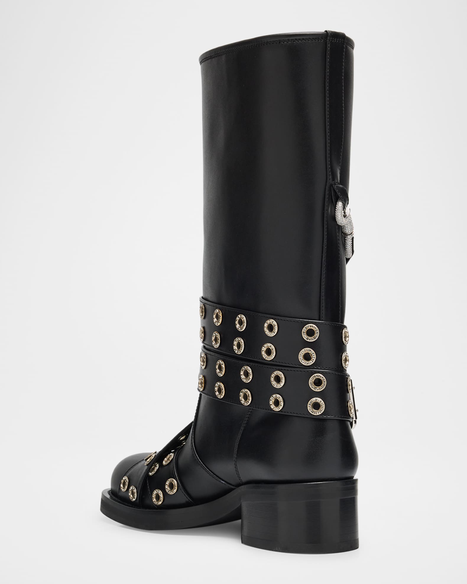 Buckle Belt Leather Combat Boots 1