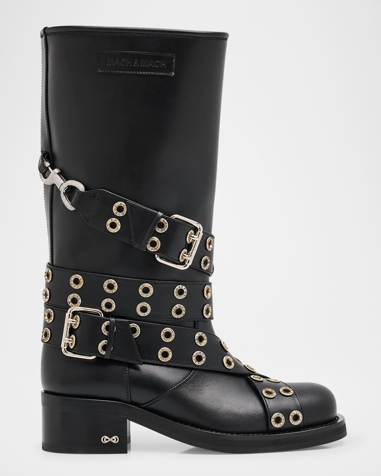 Buckle Belt Leather Combat Boots 0