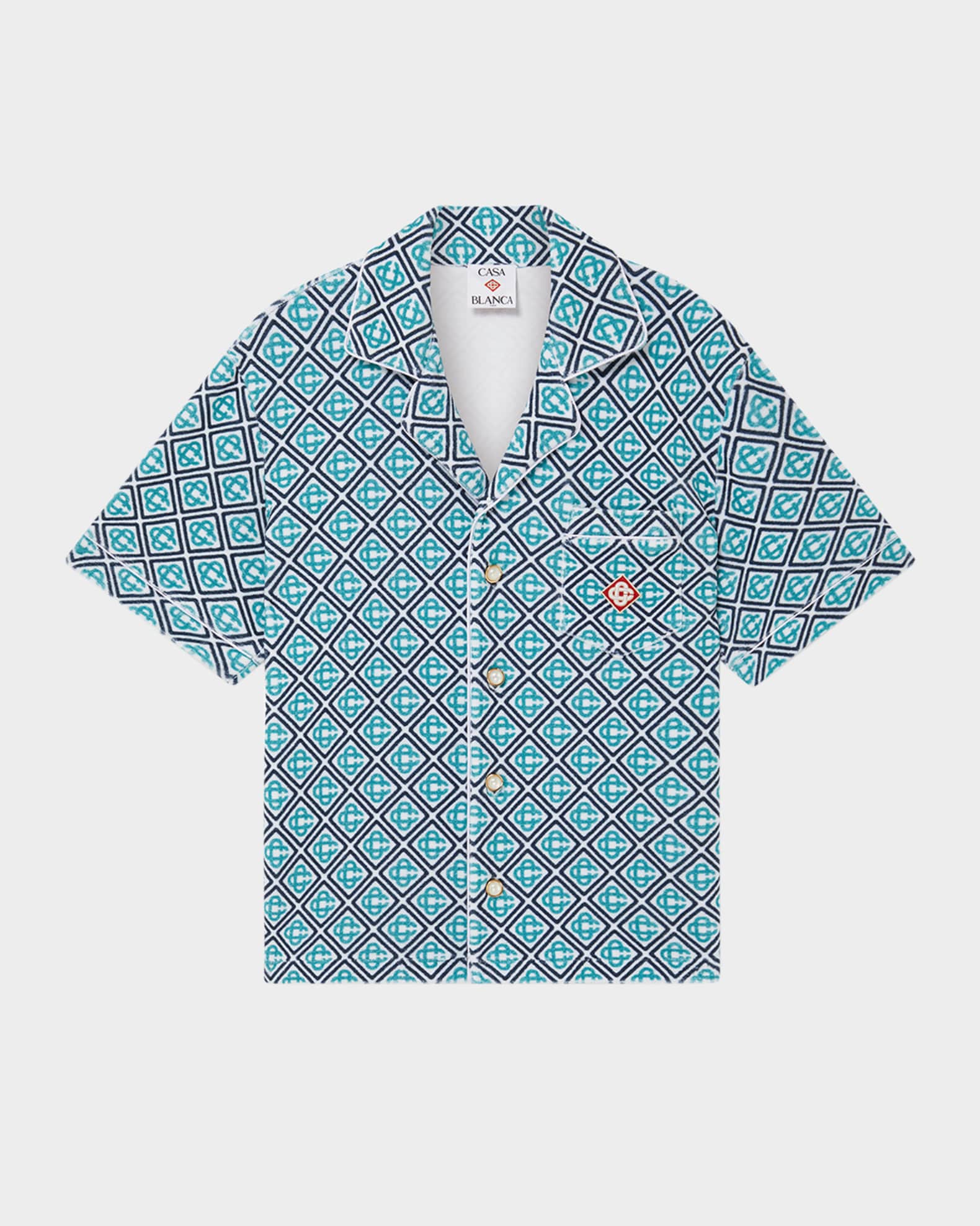 Tシャツ・カットソー Casablanca MENS TOWELLING\nMONOGRAM SHIRT CASABLANCA Men's Monogram Toweling Camp Shirt | Neiman Marcus