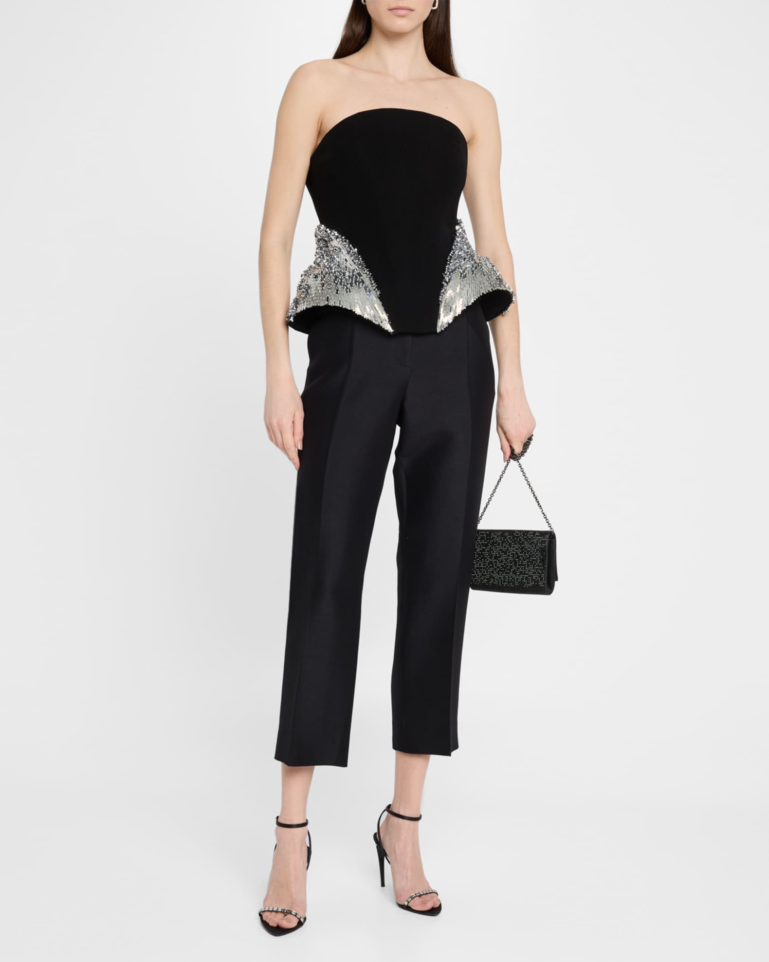 Sequined Strapless Corset Peplum Top 1