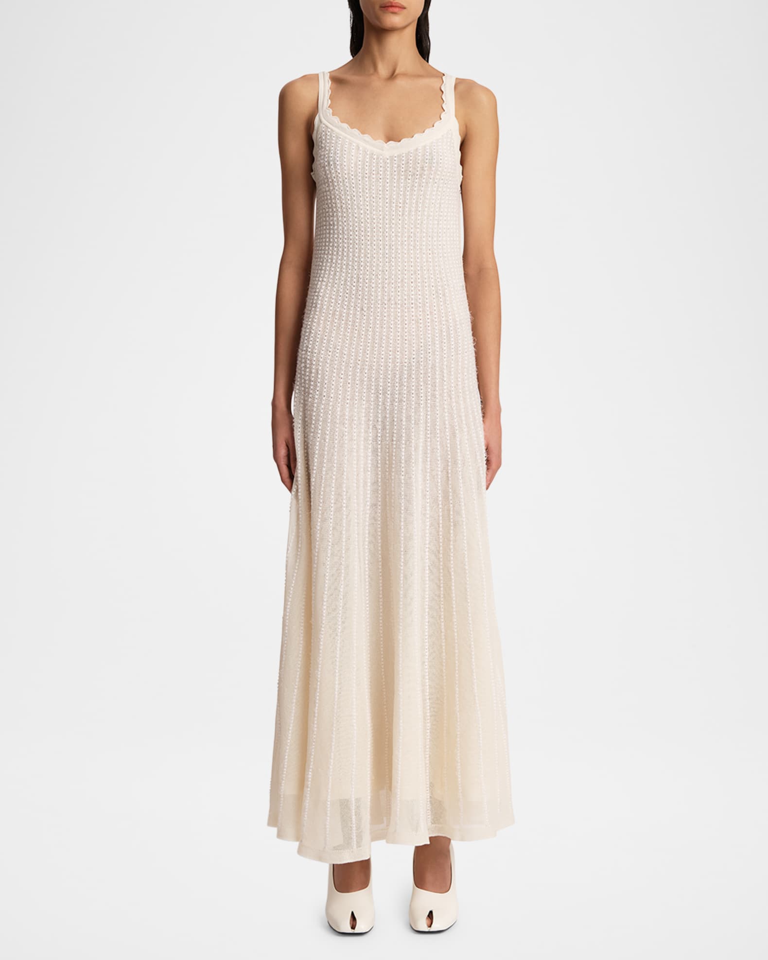 Thora Cashmere Pintelle Knit Maxi Dress With Cape 1