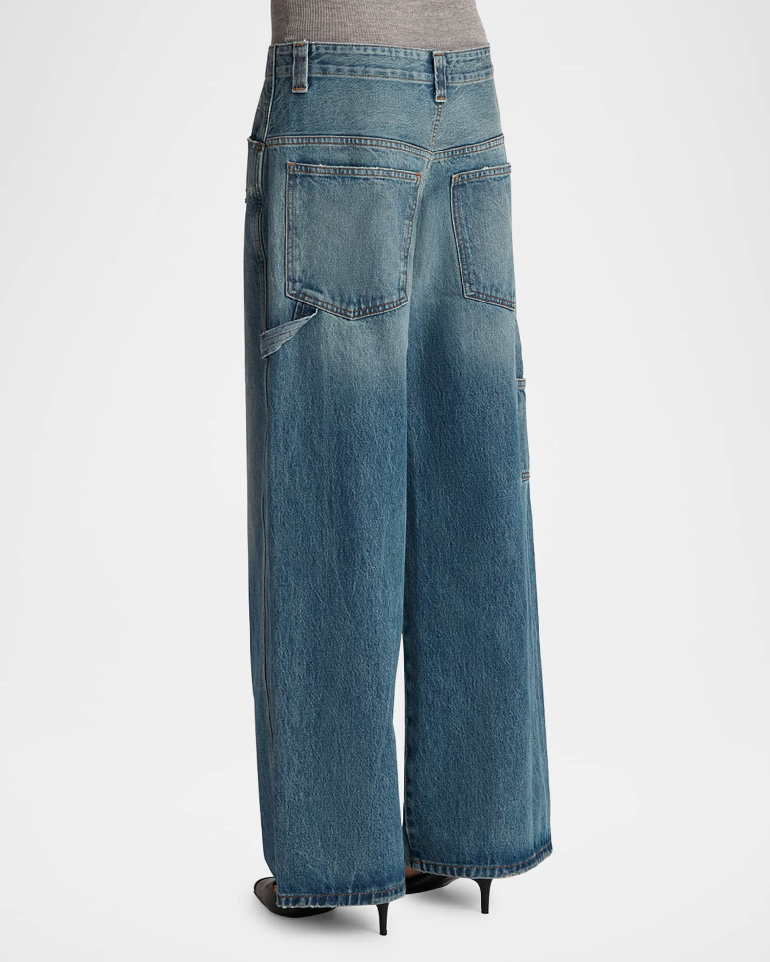 ☆【SATUR】☆(W)Keller Highwaist Carpenter Denim Pant.s☆ Khaite Sowen Wide-Leg Carpenter Jeans | Neiman Marcus