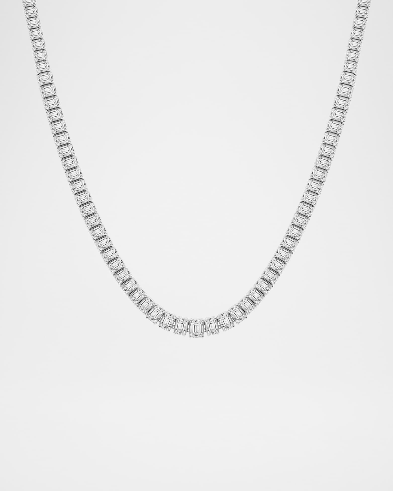 Lab Grown Diamond 18K White Gold Tennis Necklace, 18"L, 24tcw 0