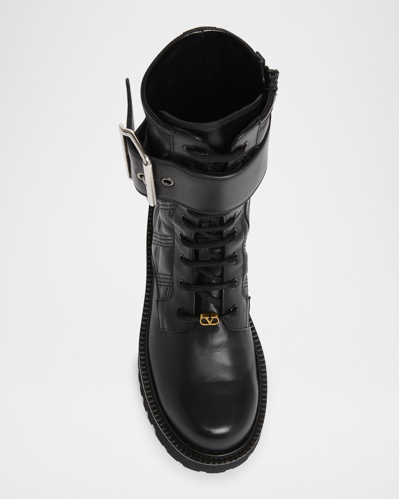 Valentino Garavani Quilted 67 VLogo Leather Combat Boots 