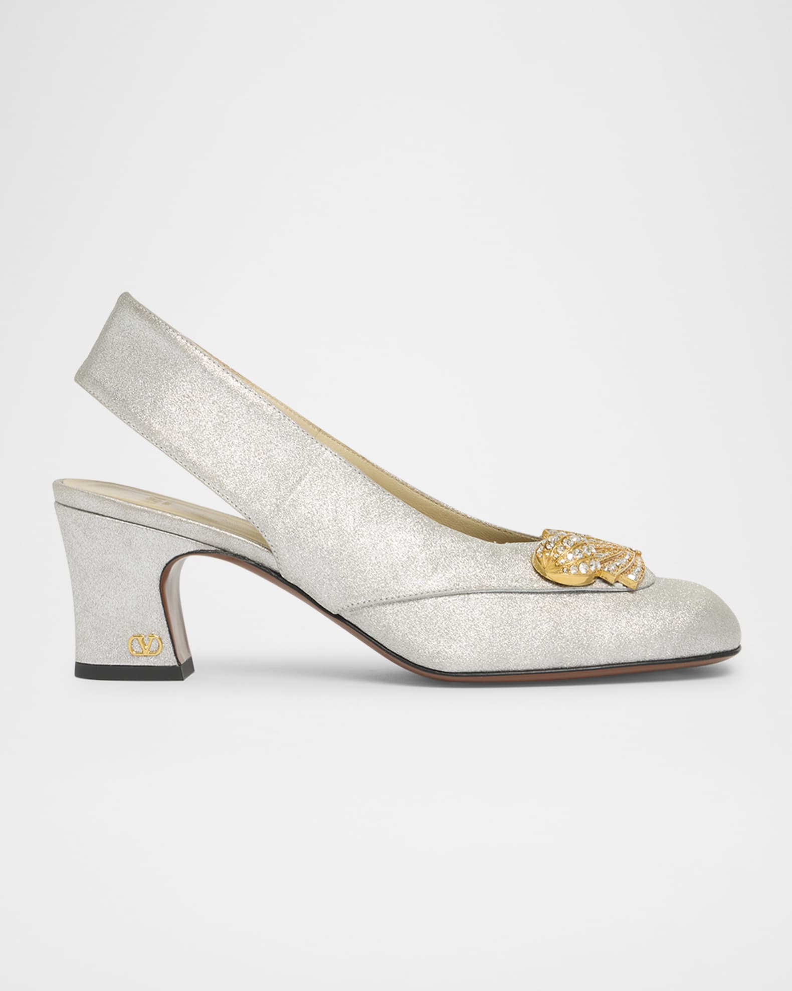 Adamantine Logo Leather Slingback Pumps 0