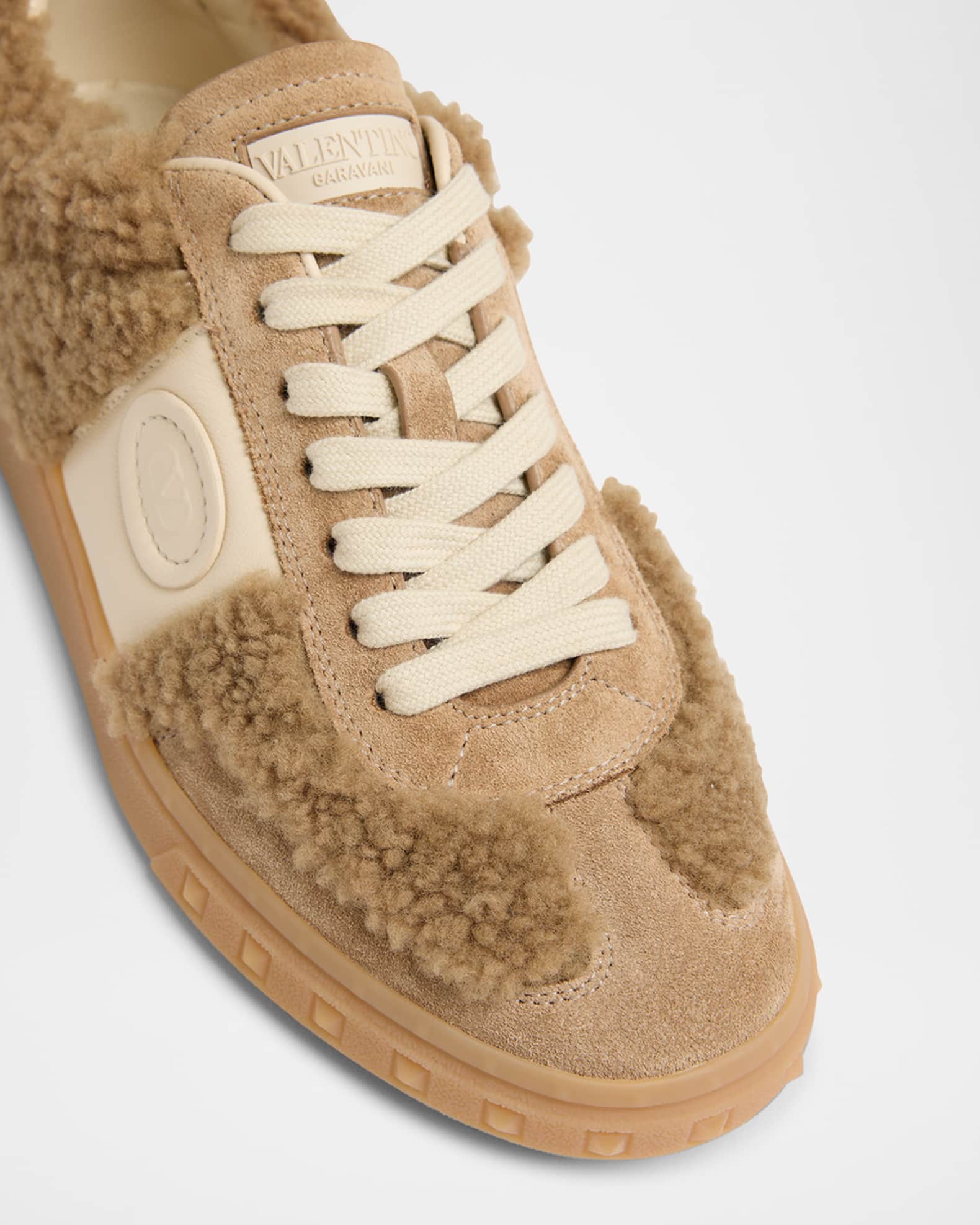 Upvillage Suede Shearling Low-Top Sneakers