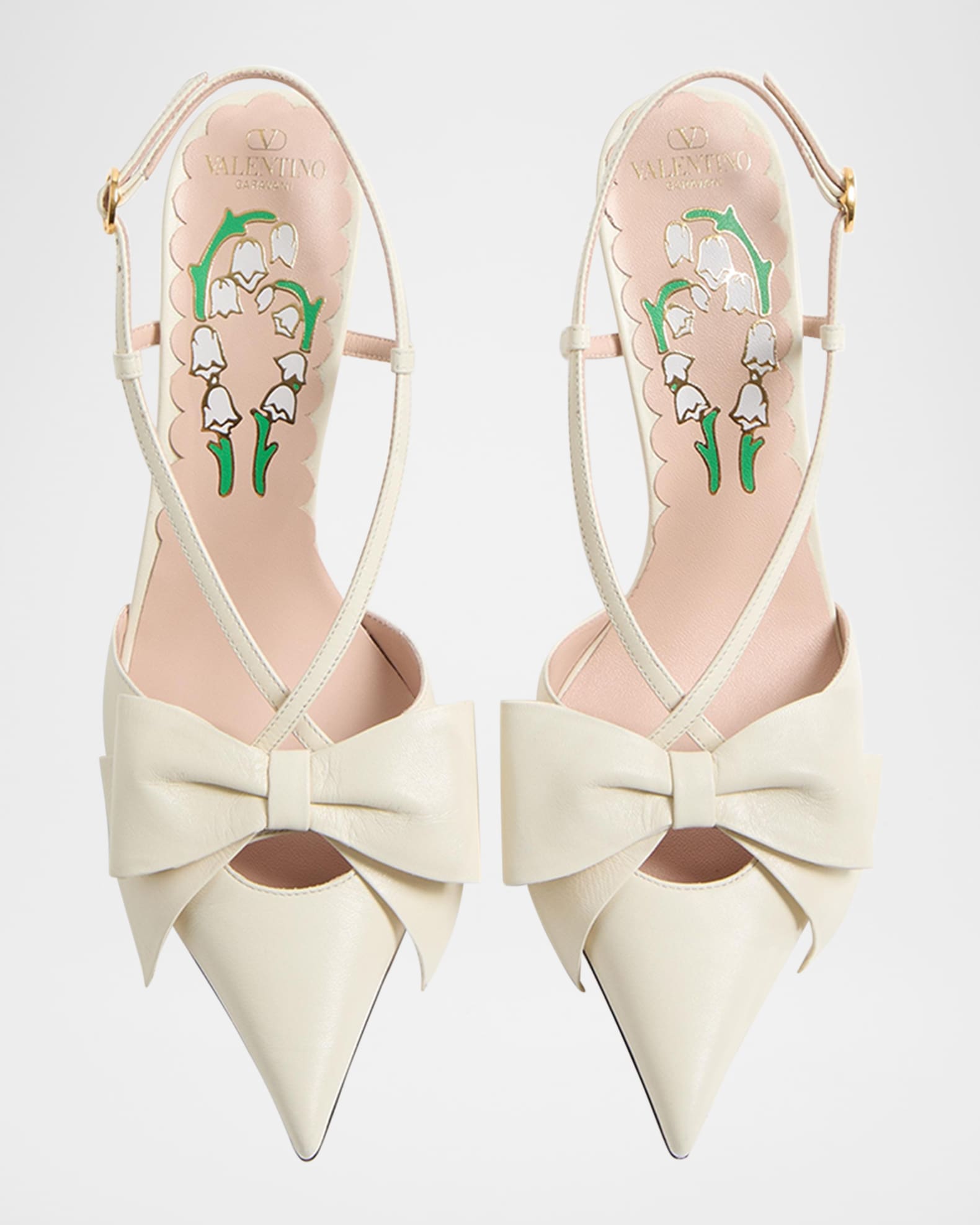 【VALENTINO GARAVANI】Bowow Slingbacks Bowow Slingback Pumps In Kidskin With Mirrors And Crystals