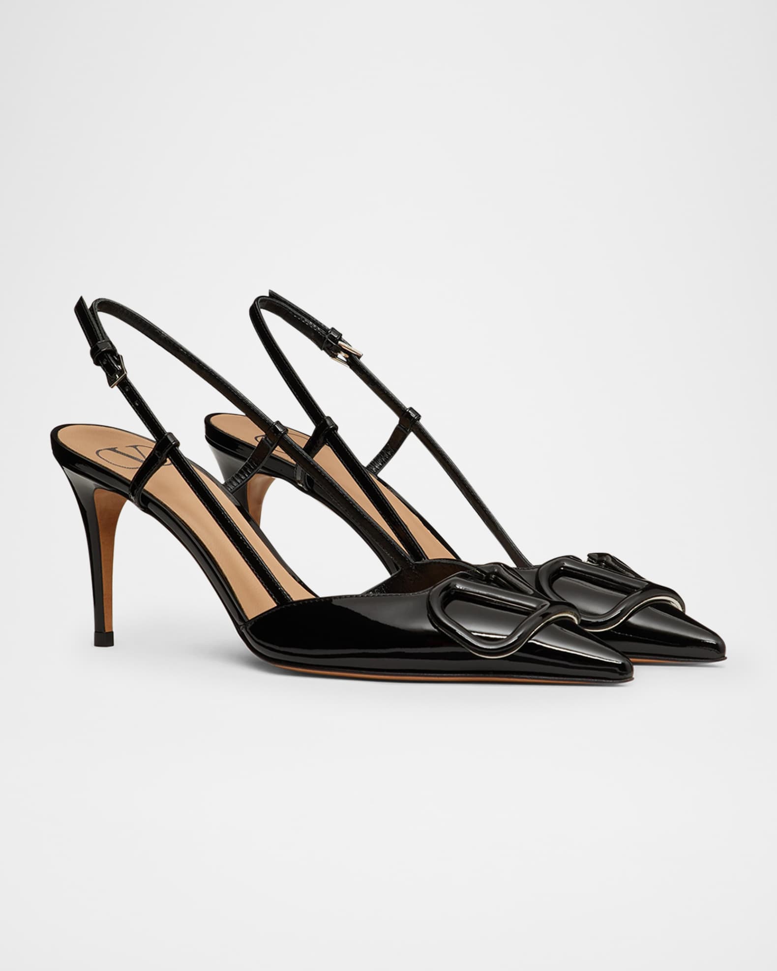 VLogo Signature Patent Leather Slingback Pumps 1