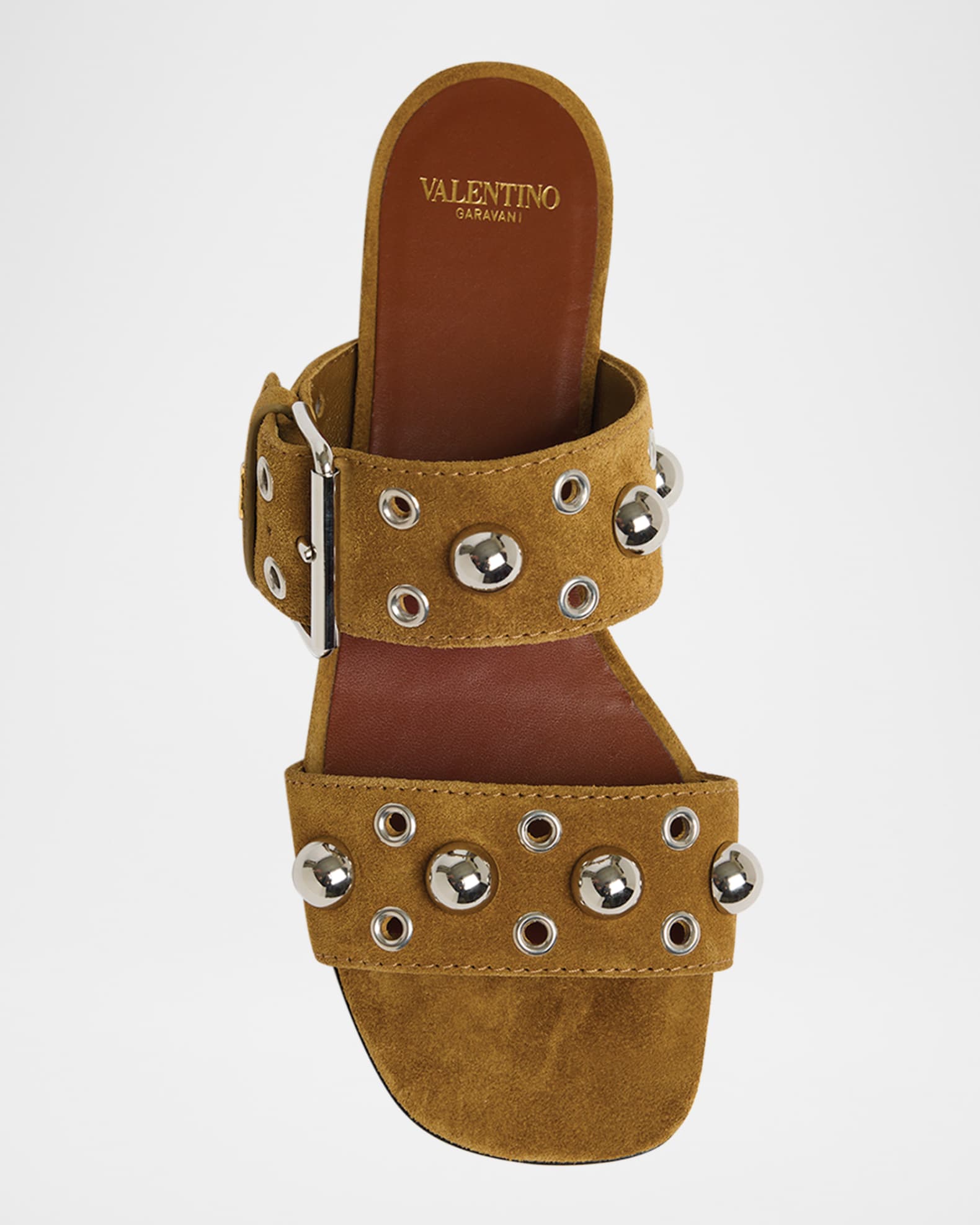 サンダル・ミュール Valentino Garavani Suede Sandals Nellcôte 60 studded suede sandals in brown - Valentino