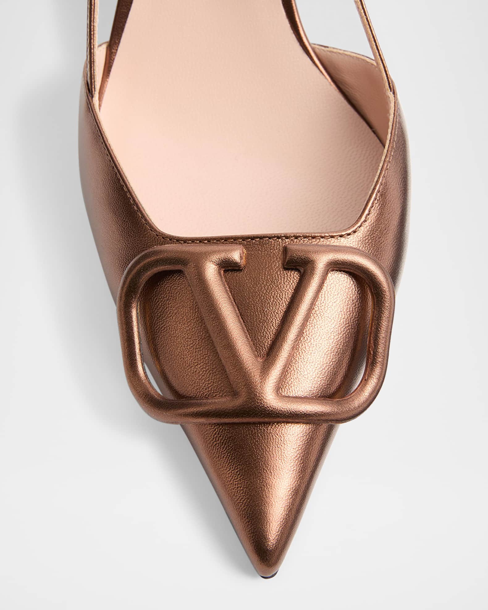 から厳選した Valentino Pumps Slingback Leather Metallic V-Logo Garavani 靴