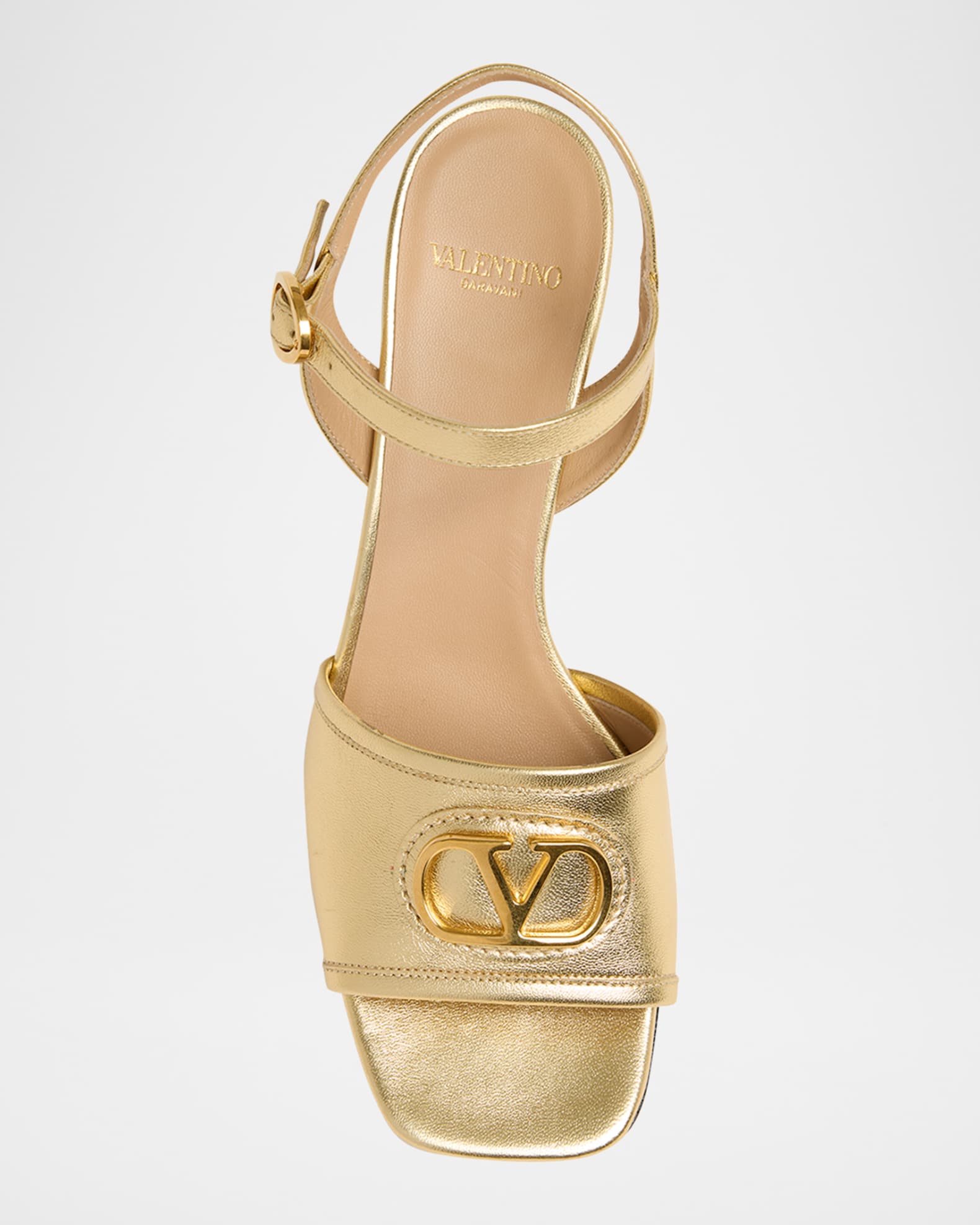 Valentino Garavani VLogo Signature Metallic Leather Sandals