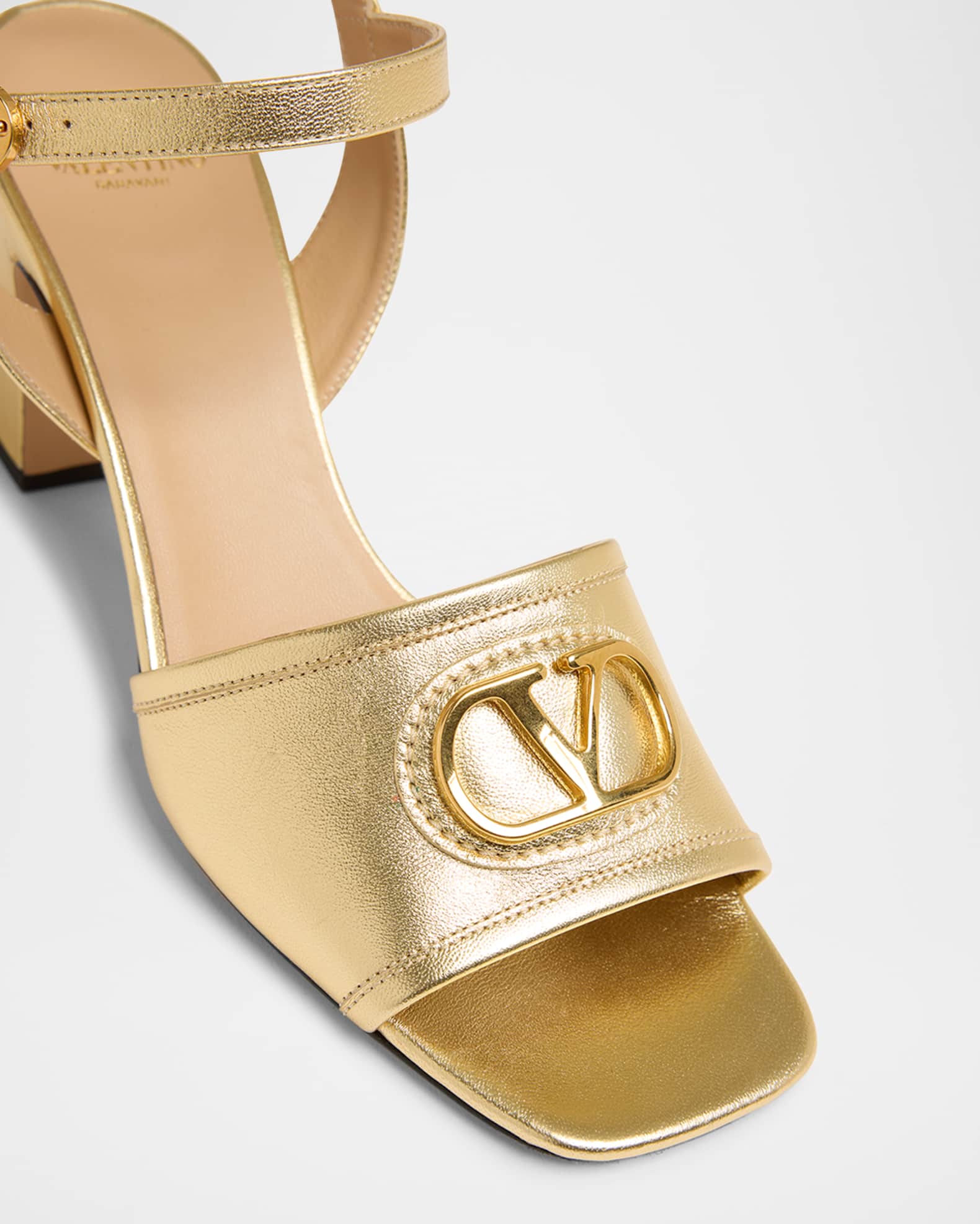 Valentino Garavani VLogo Signature Metallic Leather Sandals