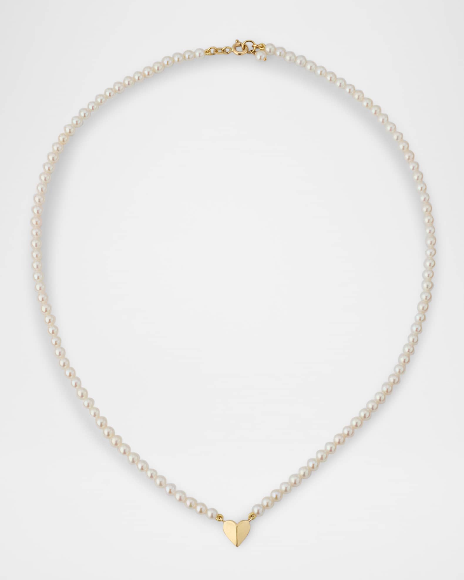 Folding Heart Pearl Strand Necklace 0