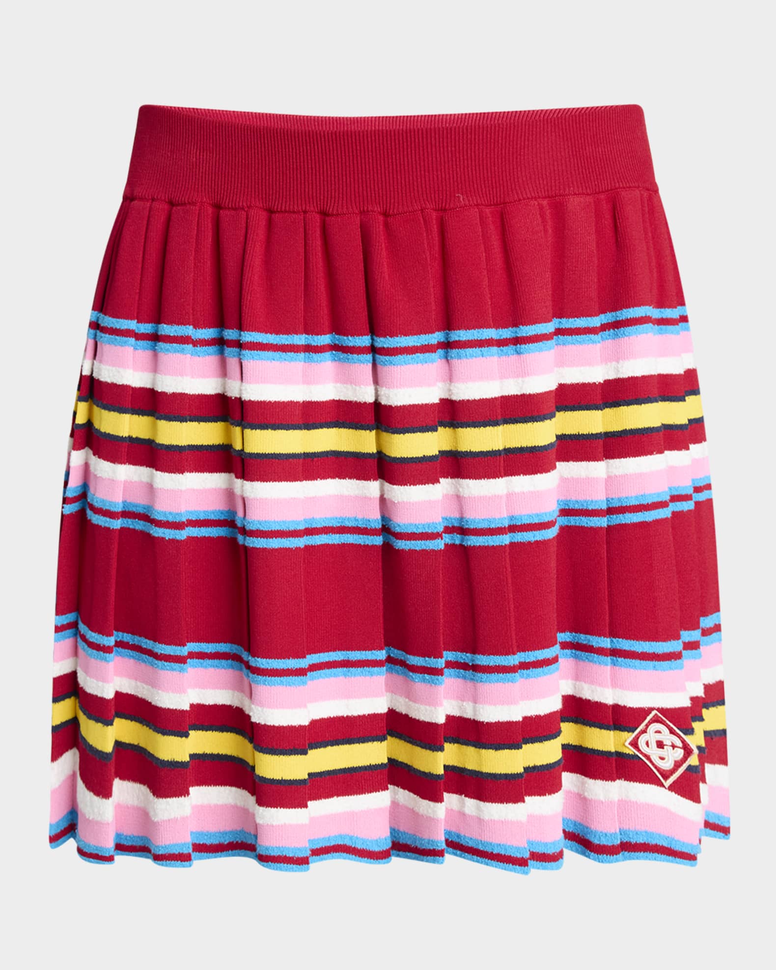 Stripe Pleated Logo Patch Mini Skirt 0