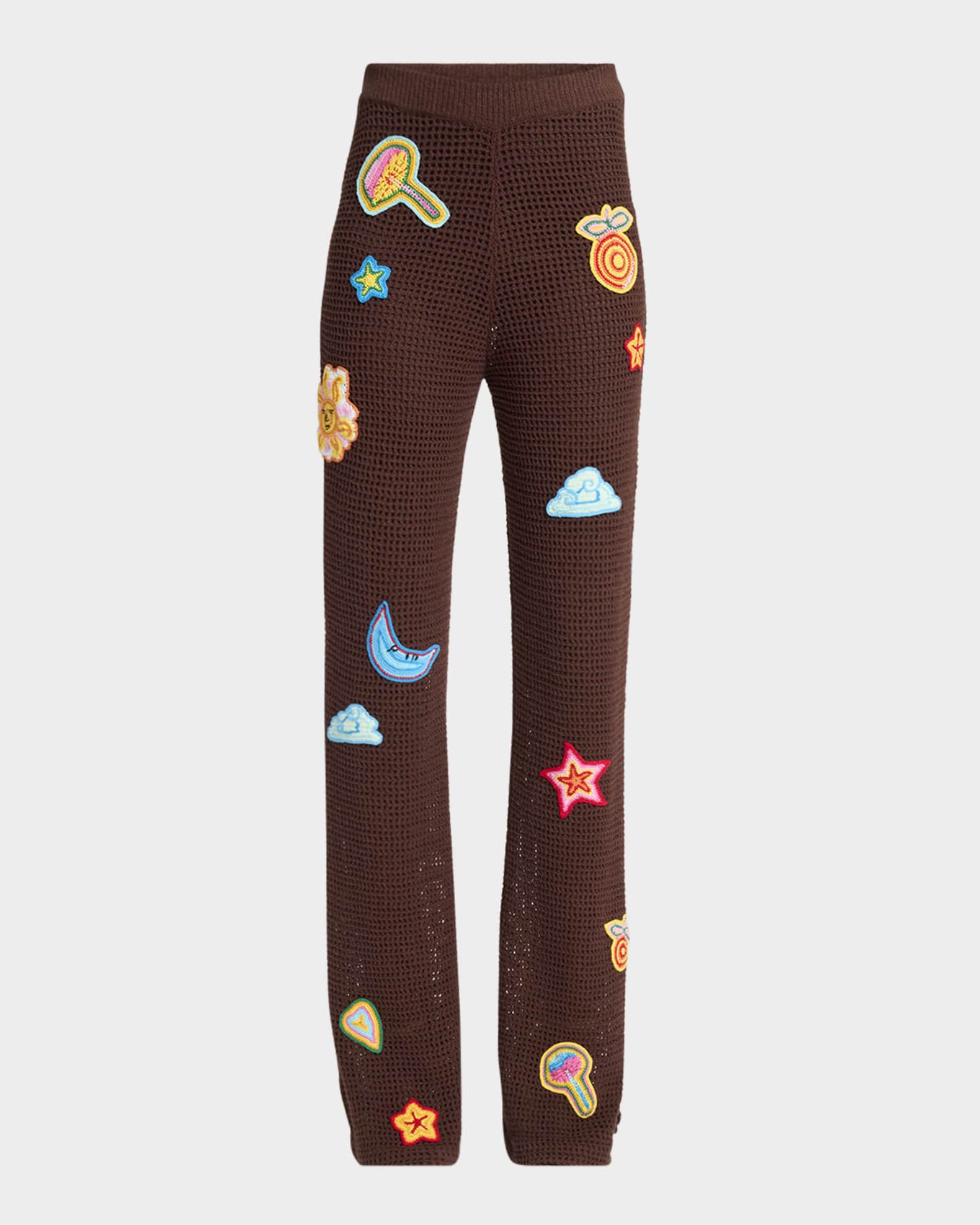 Crochet Flared Trousers with Patches 0