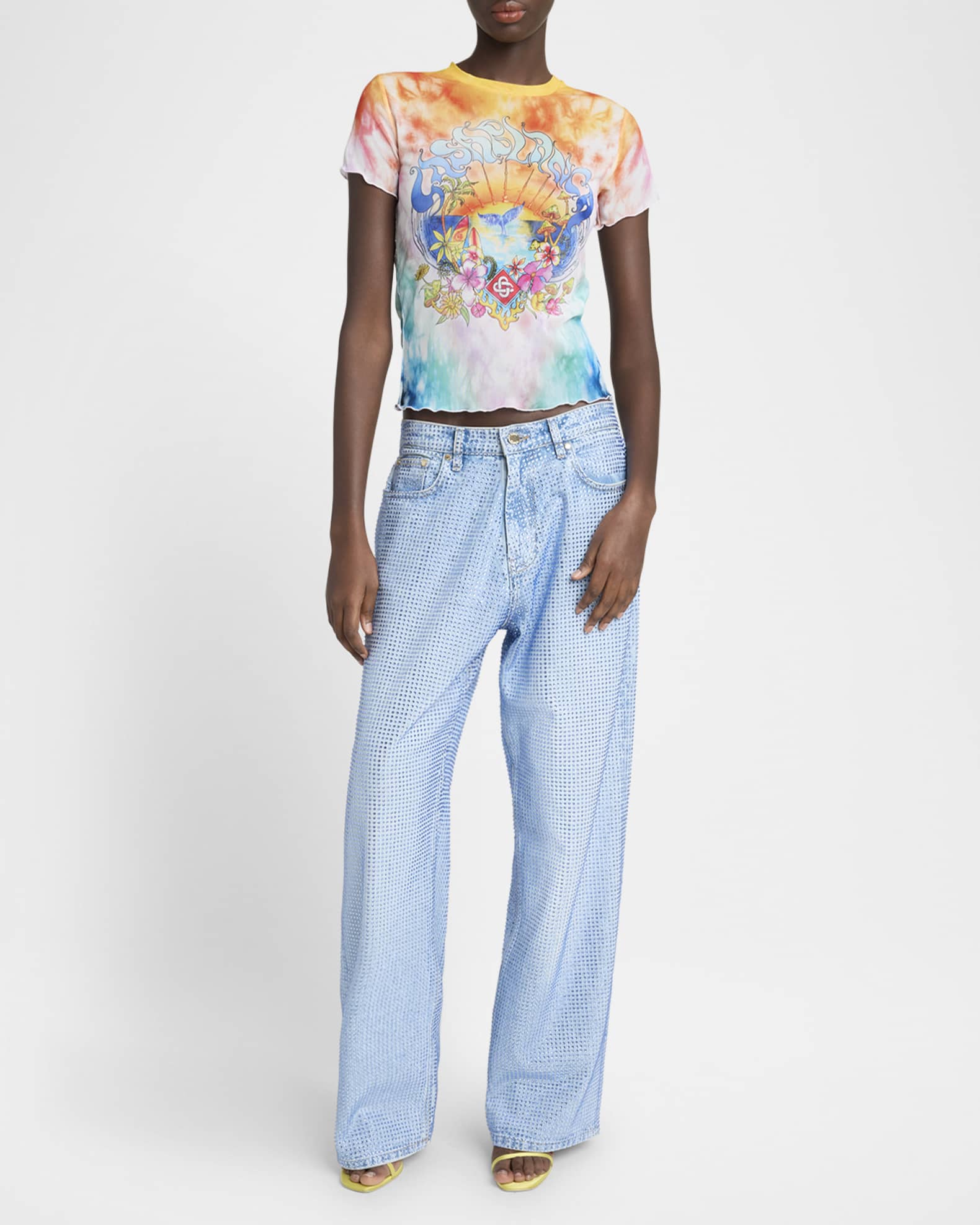 Lettuce Hem Printed Mesh Tee 1