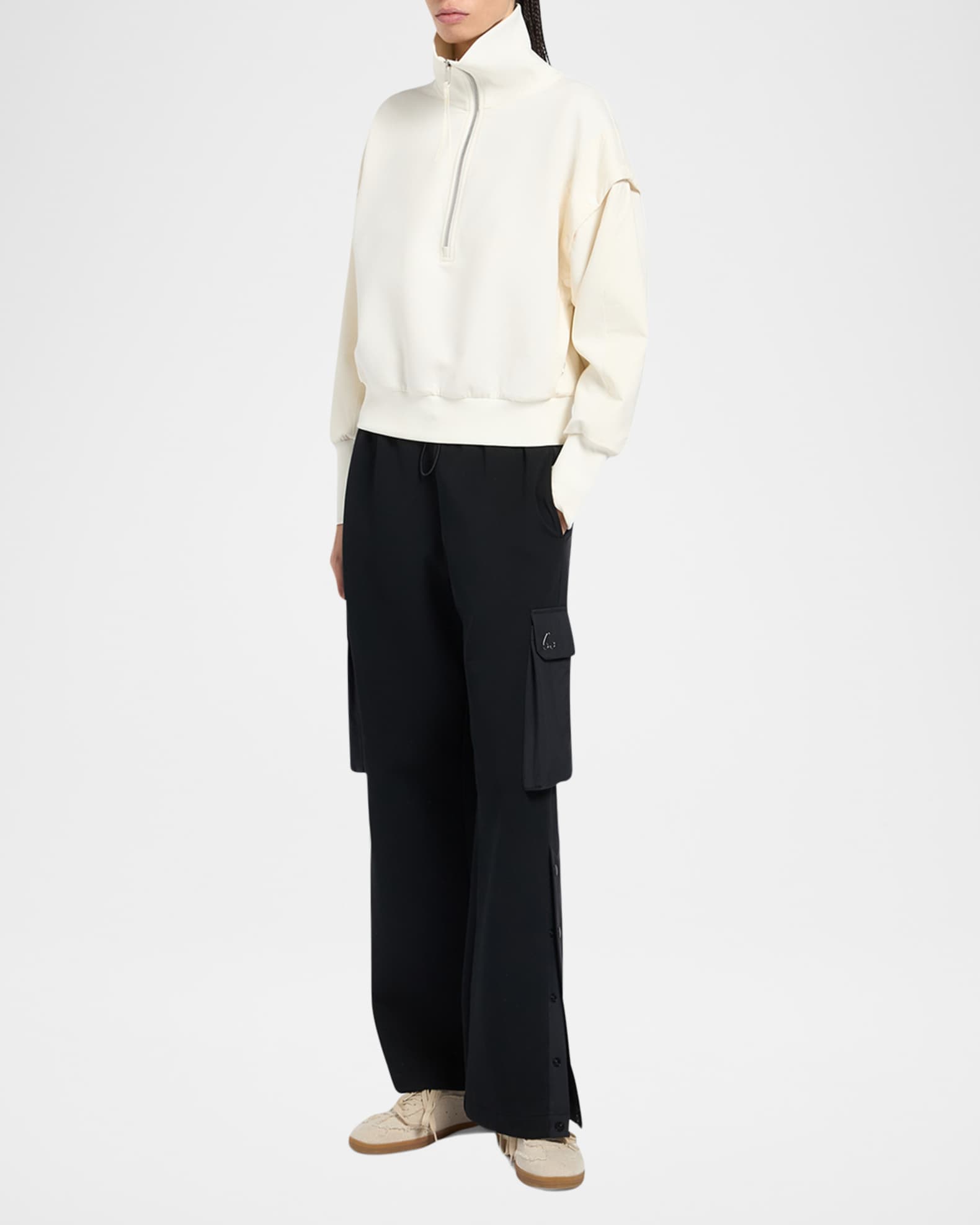 Mixed-Media Drawstring Track Pants 1