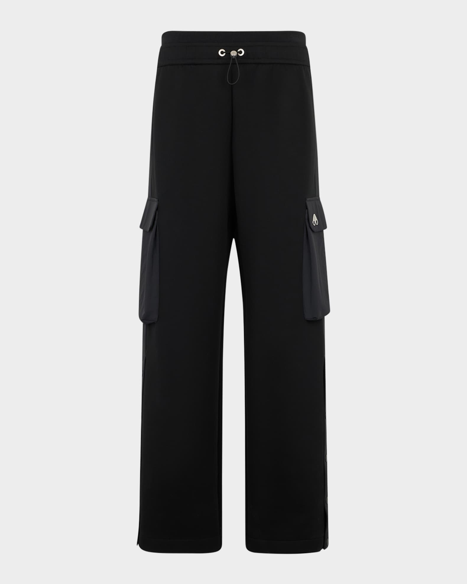 Mixed-Media Drawstring Track Pants 0