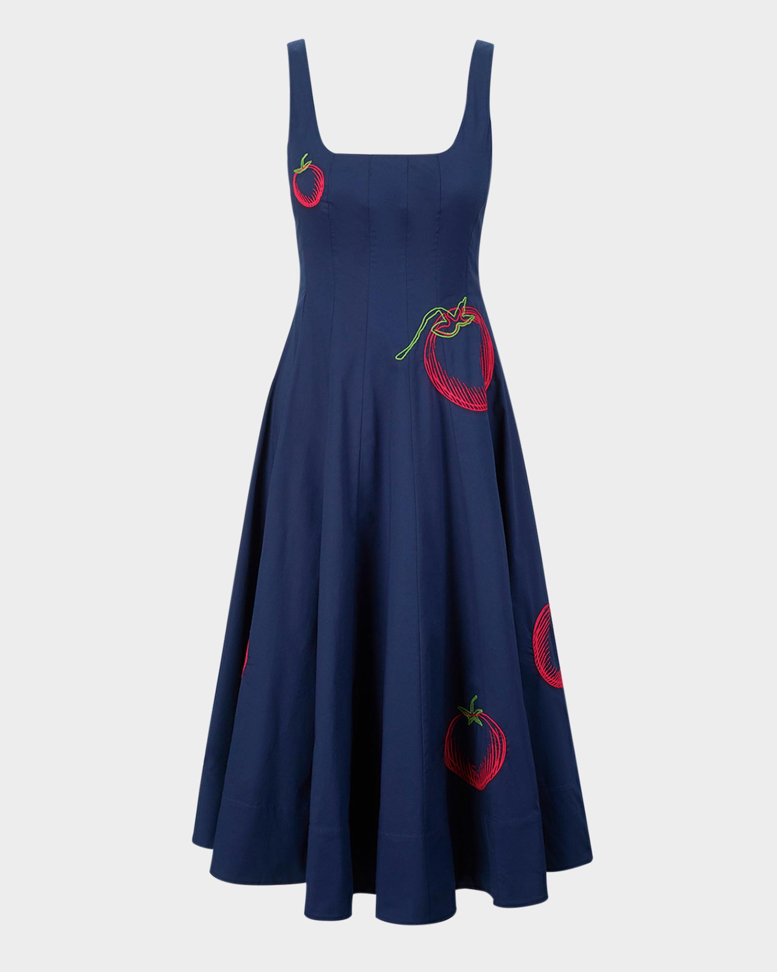 staud wells cotton poplin a line midi dress Staud Wells Dress