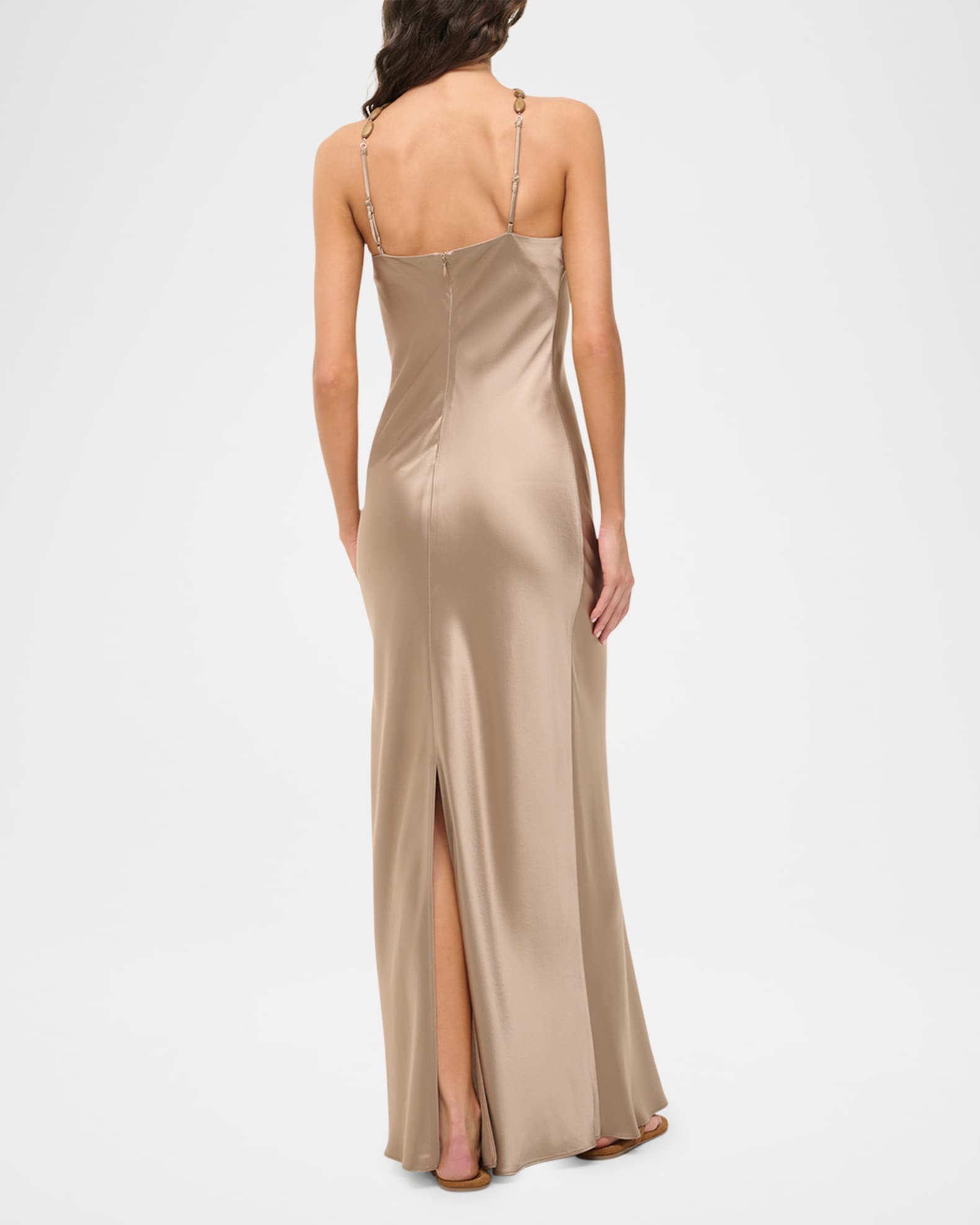 Staud Cadence Satin Maxi Dress - Dune