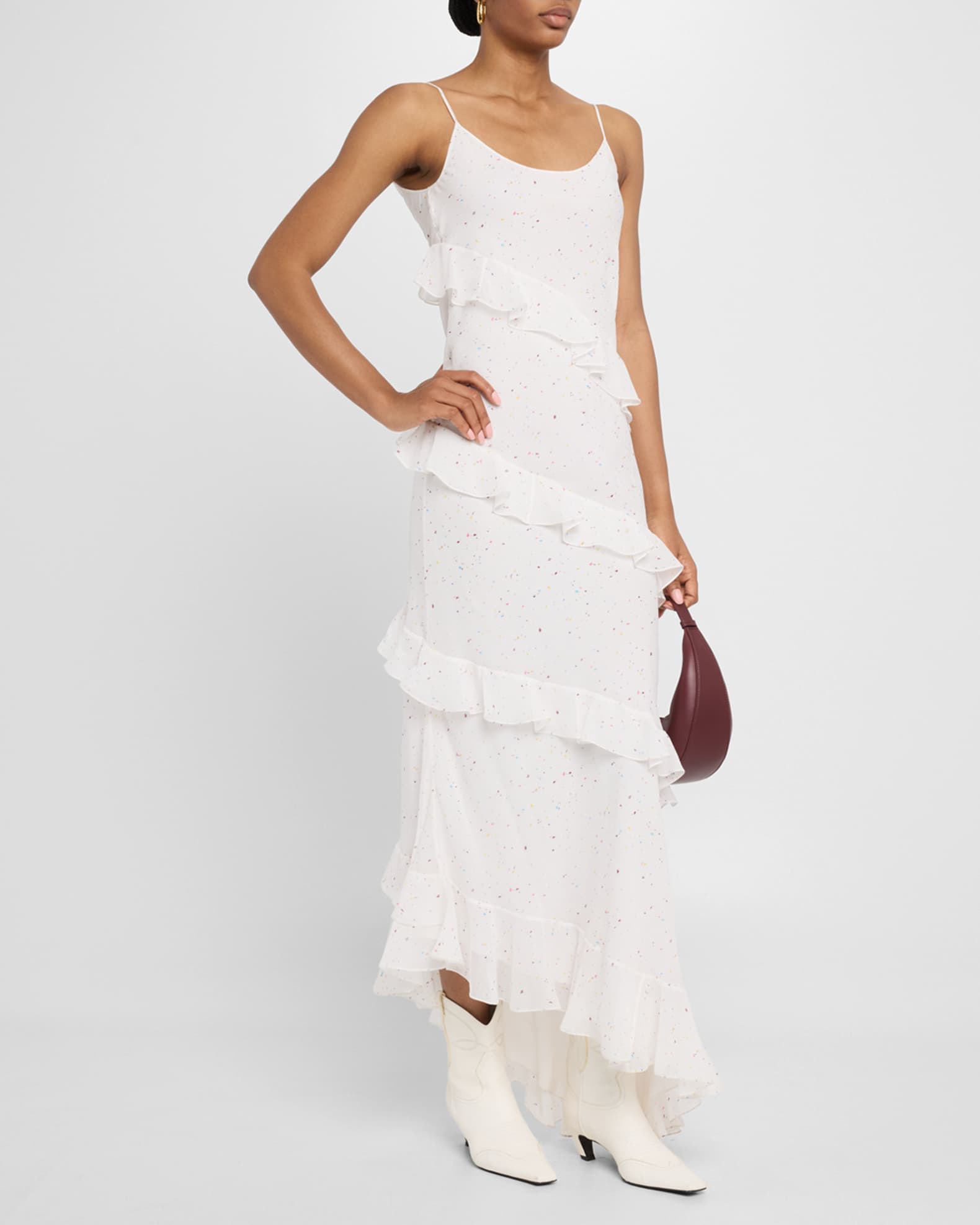 Pearce Speckled Silk Tiered-Ruffle Maxi Dress 1