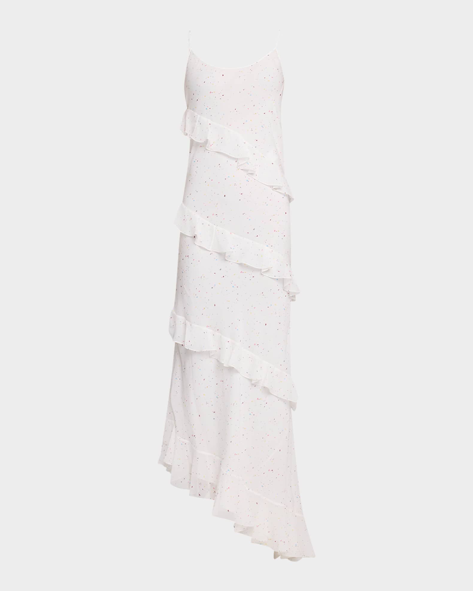 Pearce Speckled Silk Tiered-Ruffle Maxi Dress 0