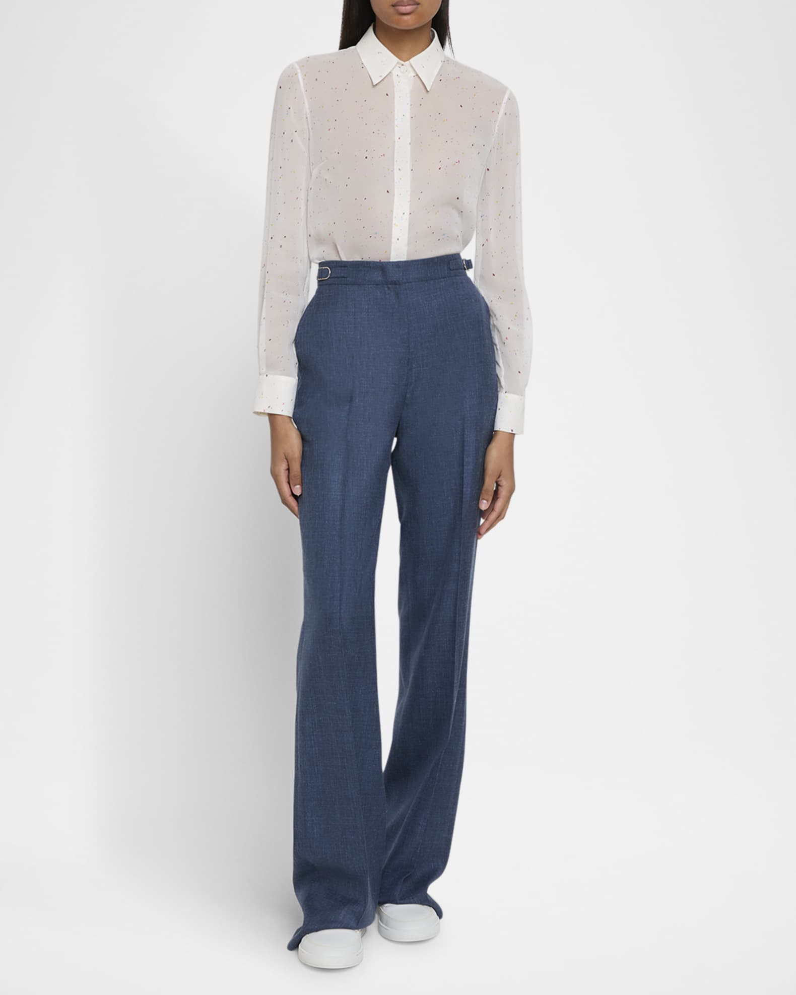 Henri Speckled Silk Button-Down Blouse 1