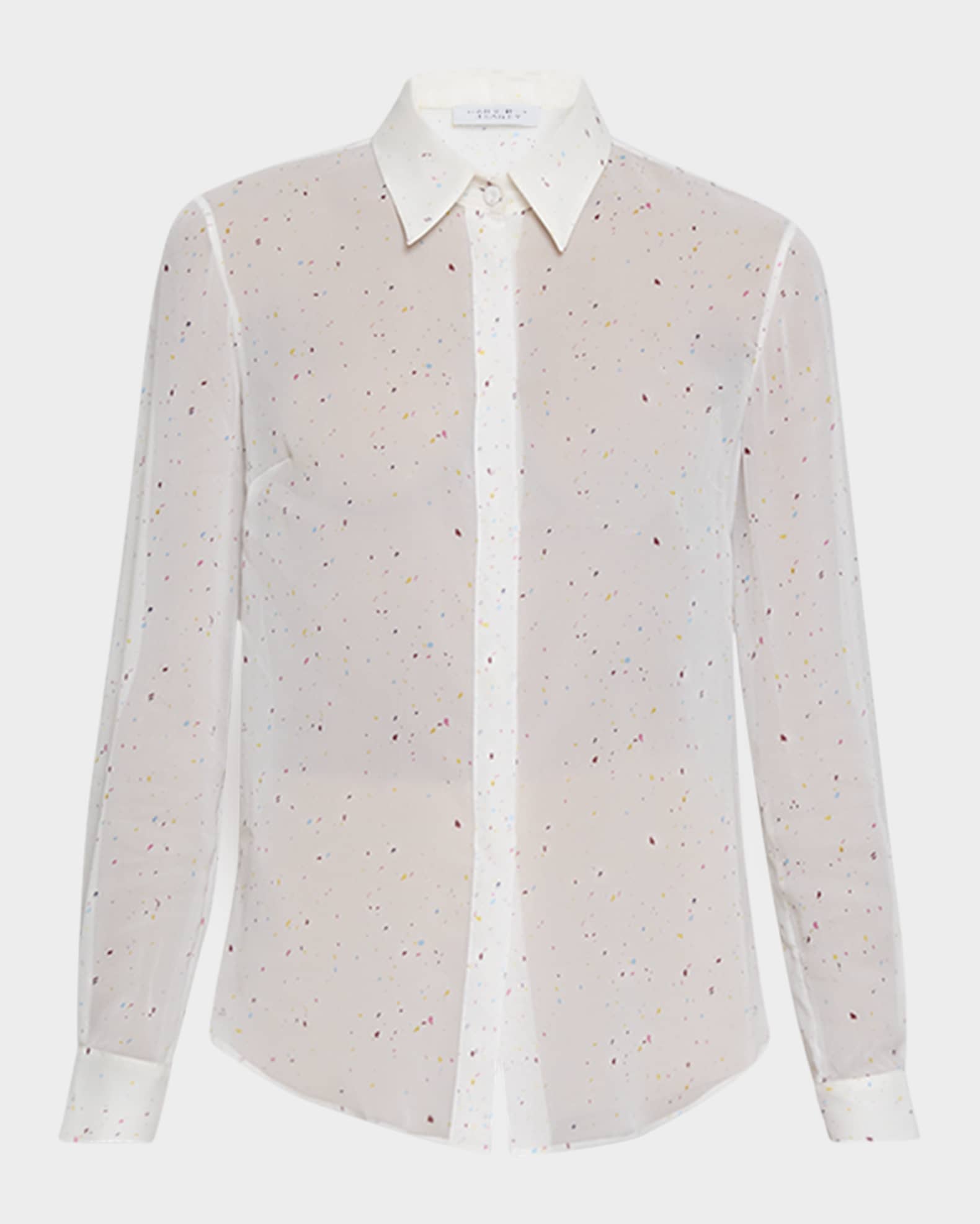 Henri Speckled Silk Button-Down Blouse 0