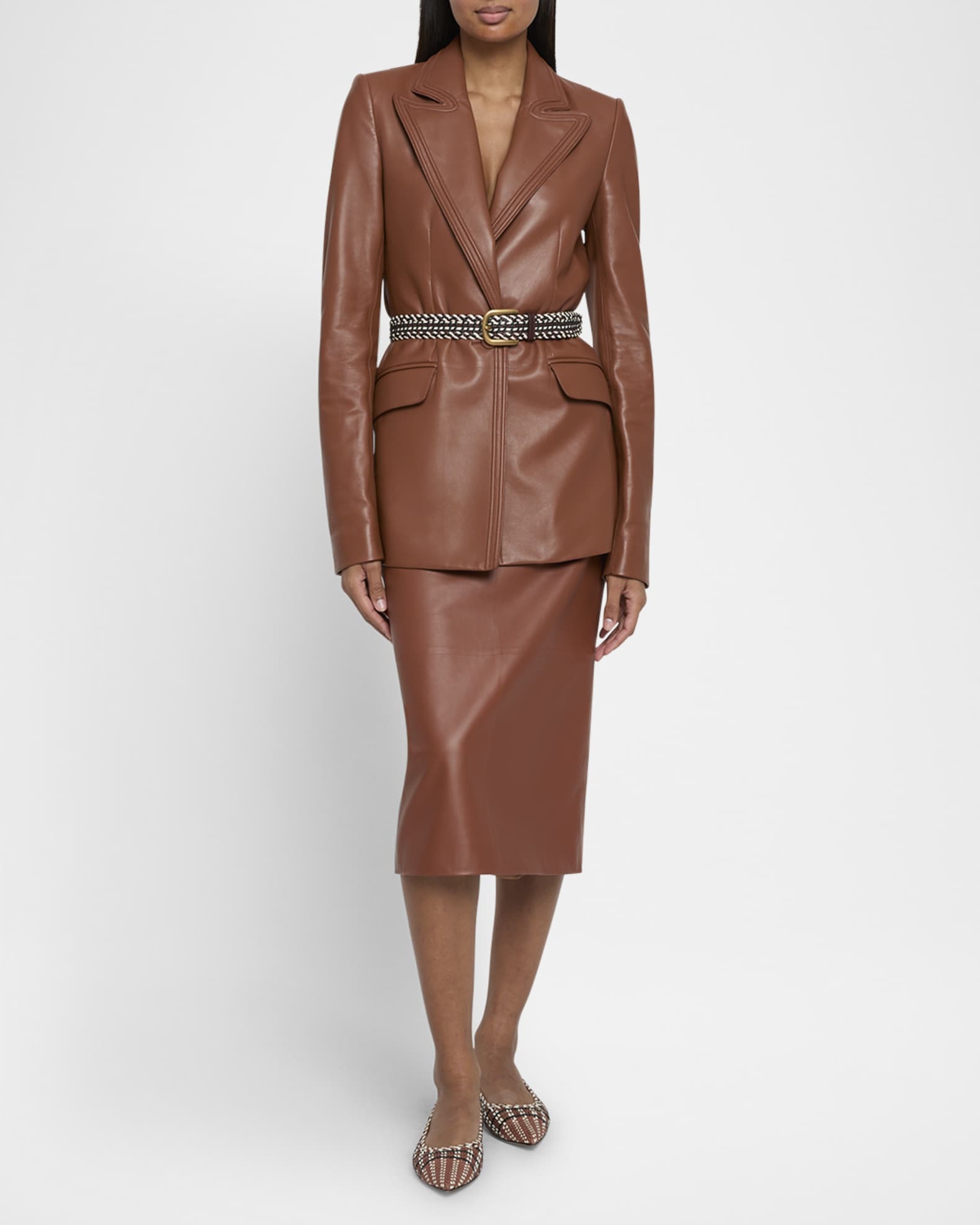 Isara Leather Single-Breasted Blazer 1