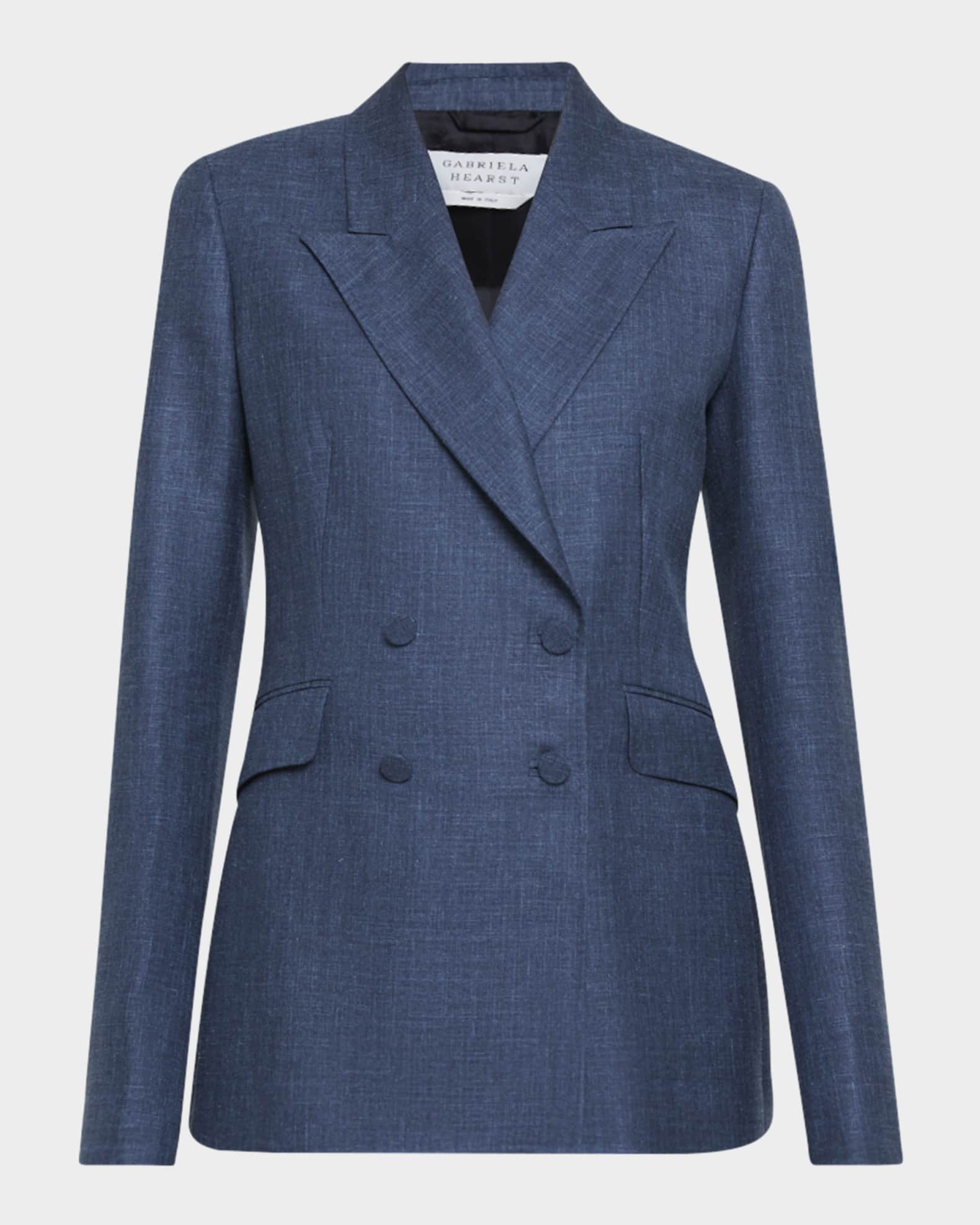 Angela Linen Double-Breasted Blazer 0