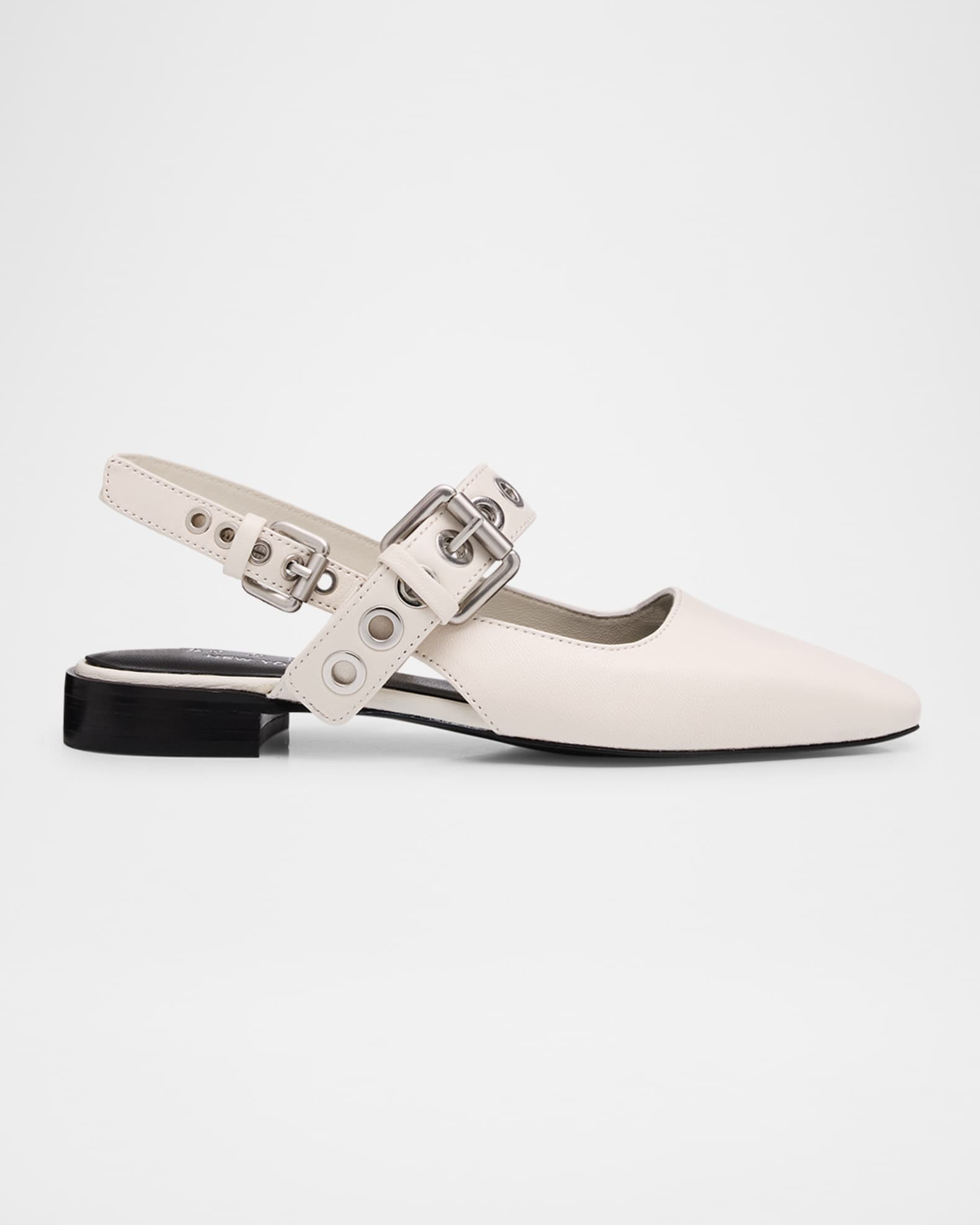 Astra Leather Buckle Slingback Ballerina Flats 0
