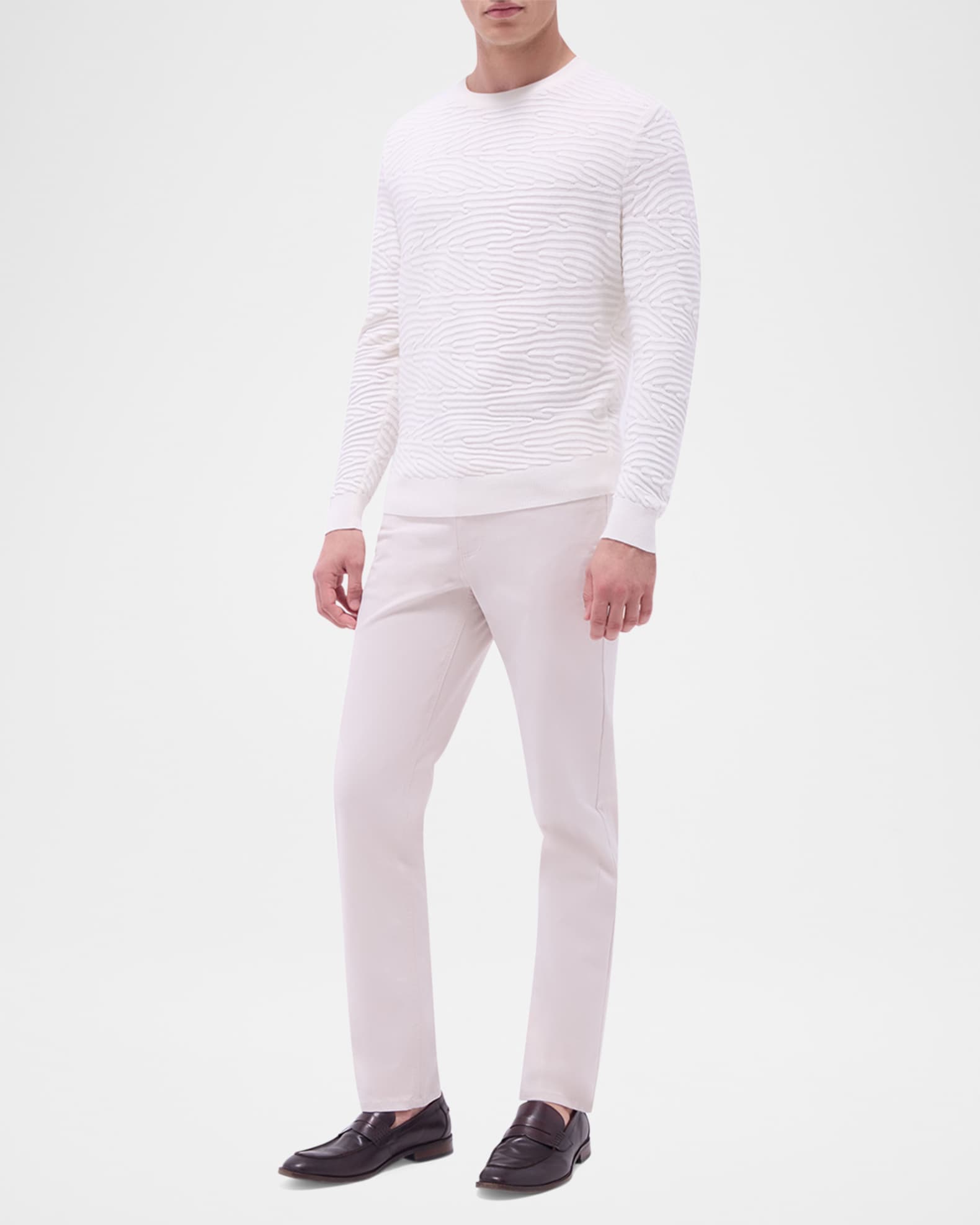 Men's Textured Long-Sleeve Crewneck Sweater 1