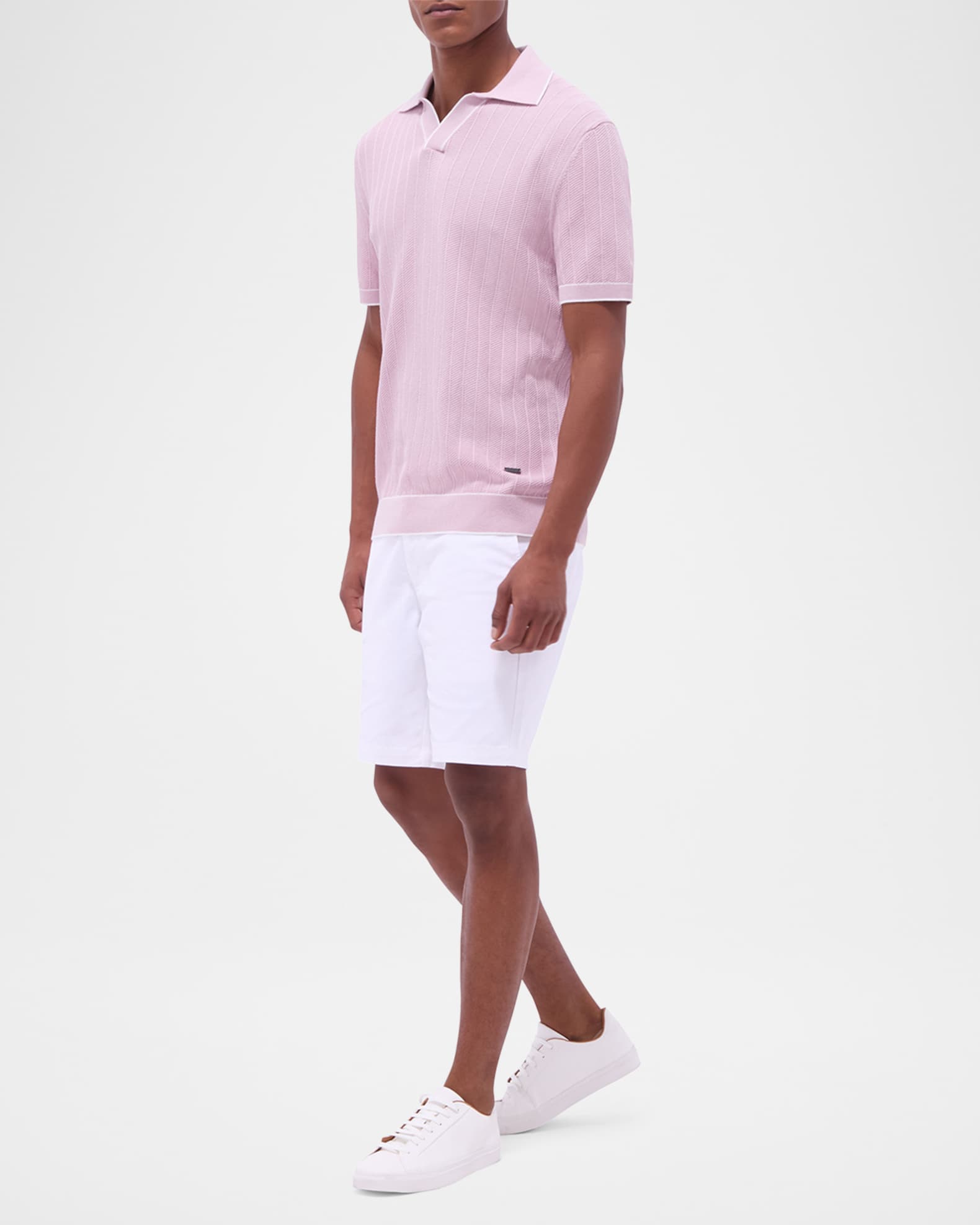 Men's Short-Sleeve Sweater with Johnny Collar 1