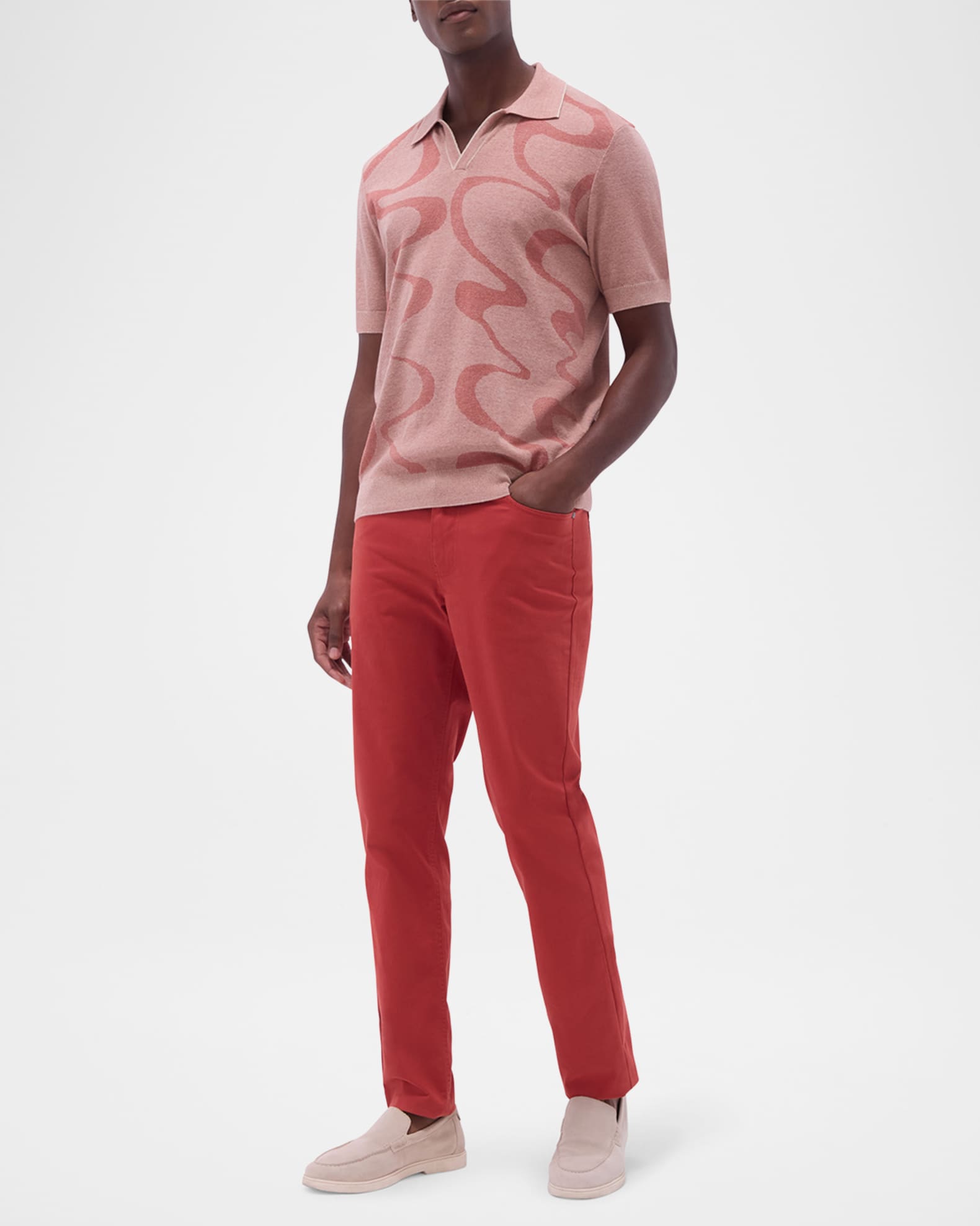 Men's Short-Sleeve Polo Sweater with Johnny Collar 1