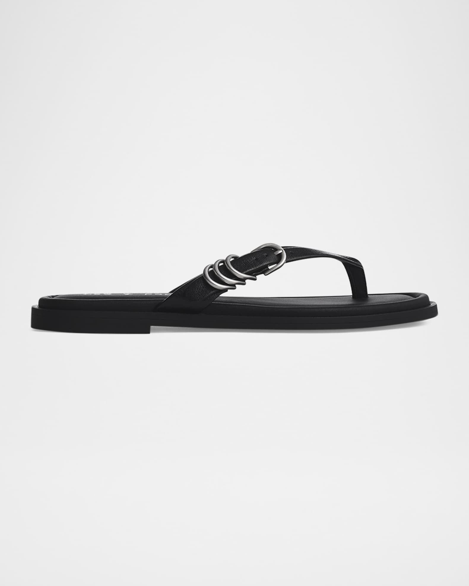 Gia Leather Buckle Thong Sandals 0
