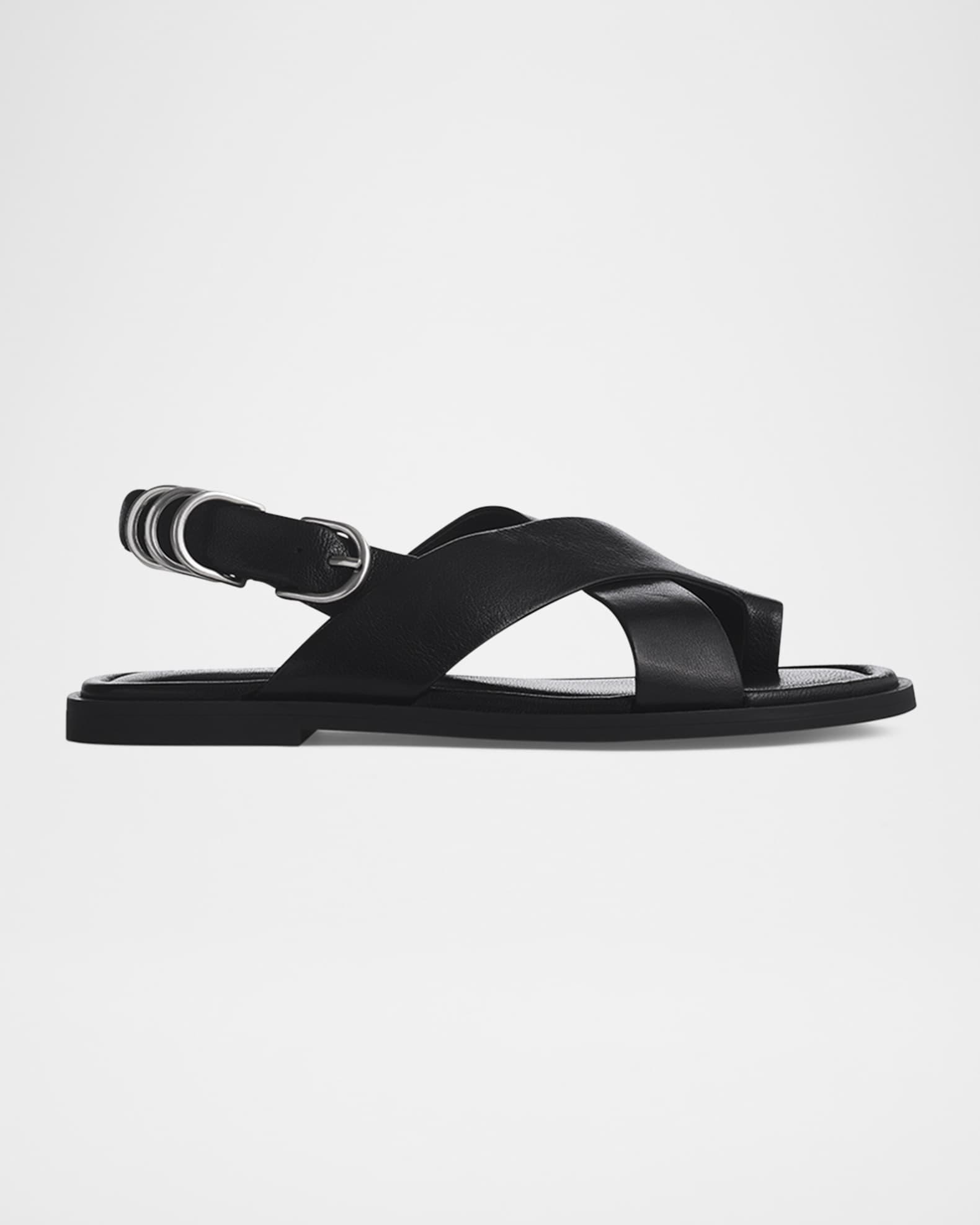 Gia Leather Toe-Loop Slingback Sandals