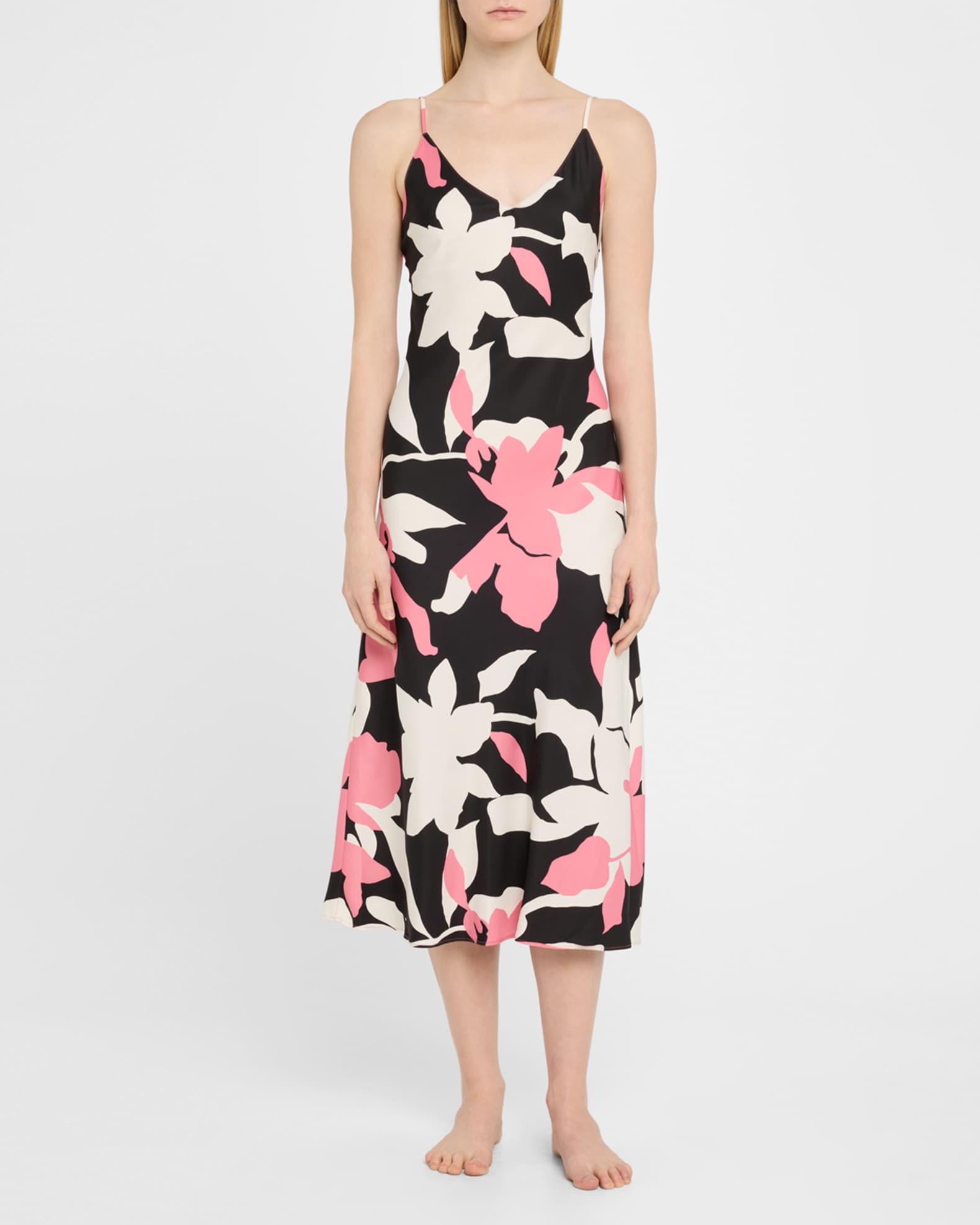 Niwashi Floral-Print Charmeuse Midi Dress 1